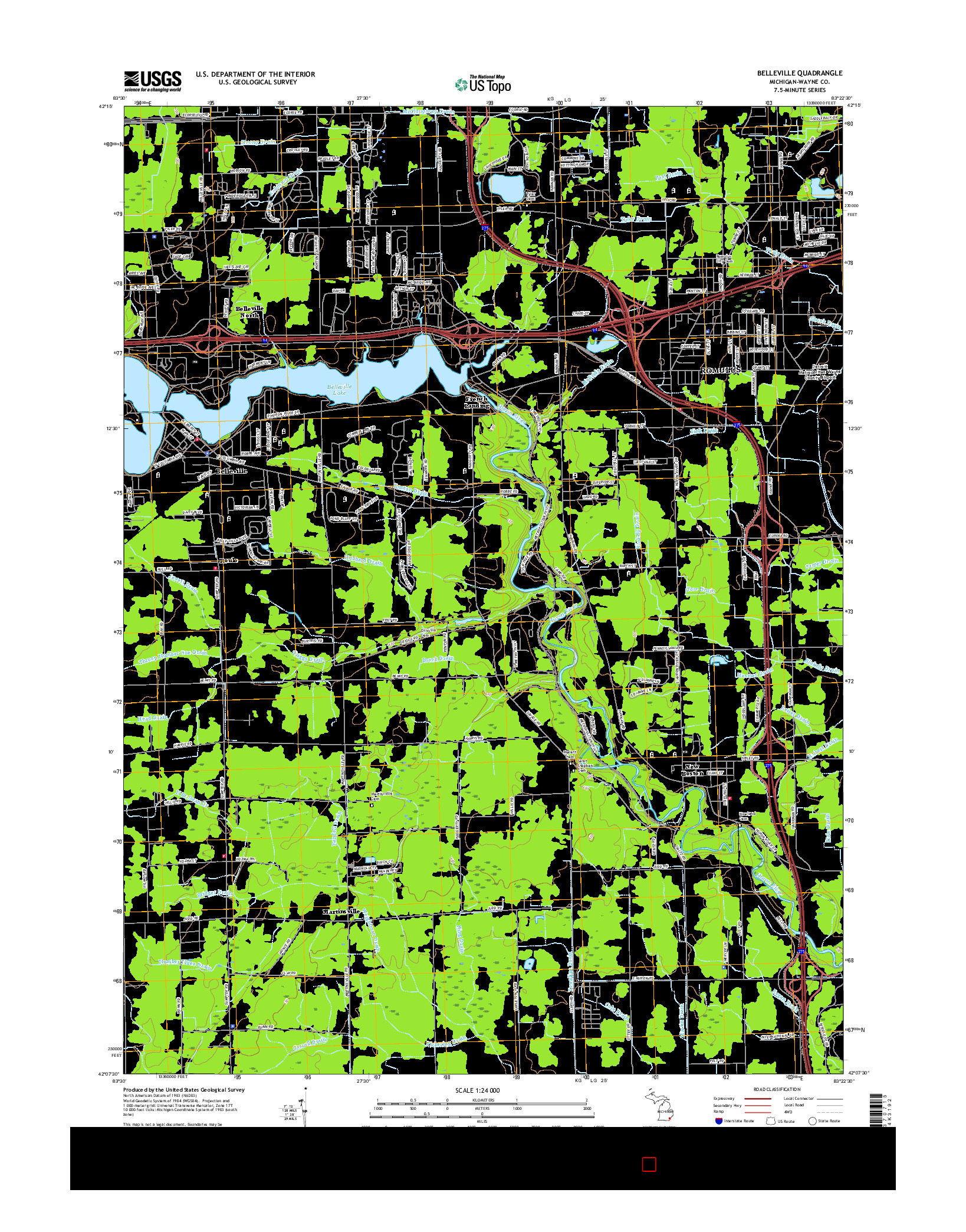 USGS US TOPO 7.5-MINUTE MAP FOR BELLEVILLE, MI 2017