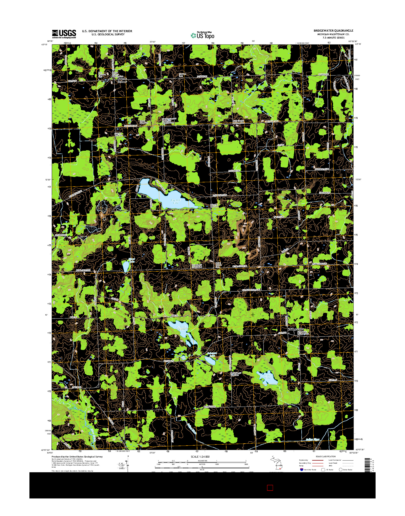 USGS US TOPO 7.5-MINUTE MAP FOR BRIDGEWATER, MI 2017