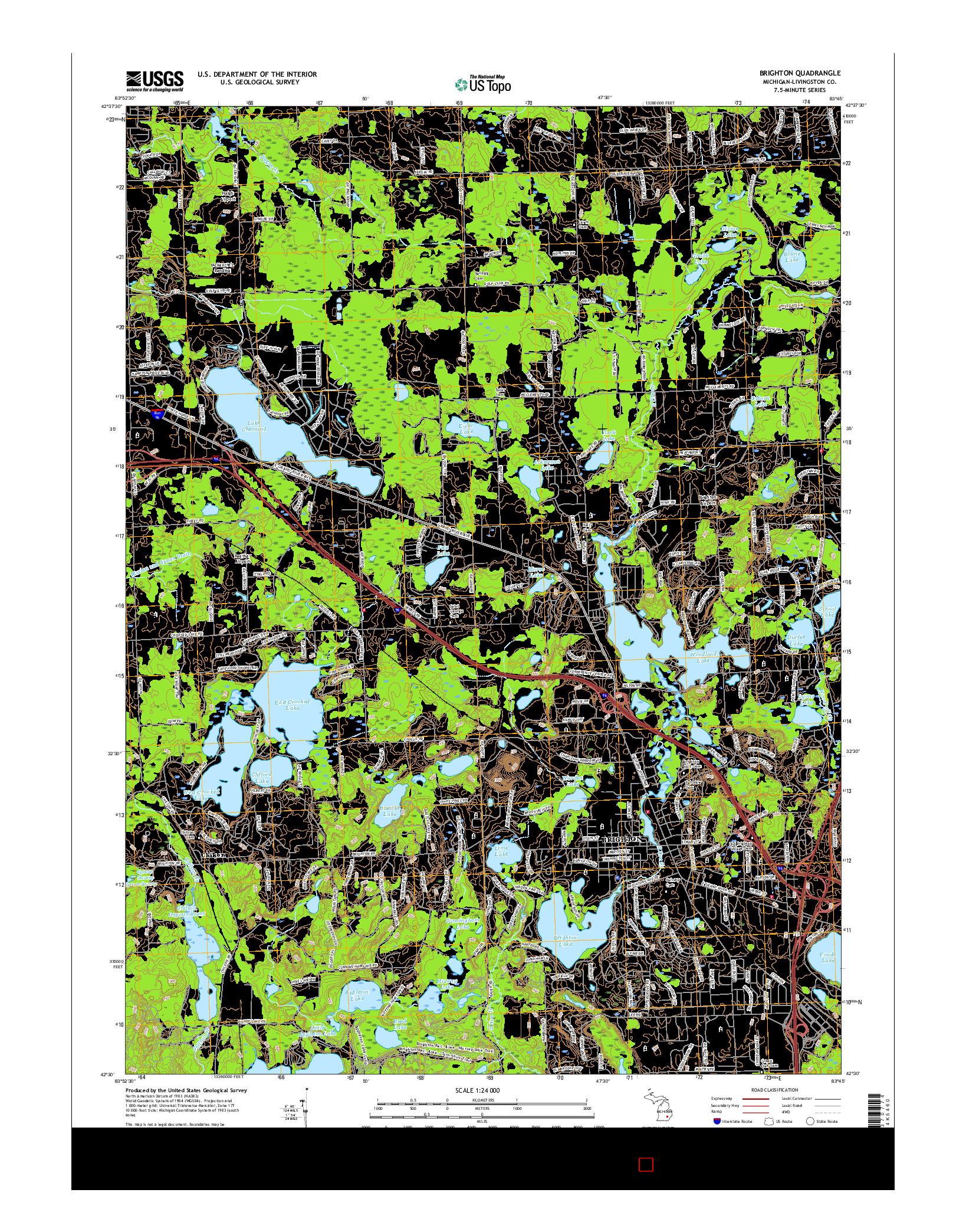 USGS US TOPO 7.5-MINUTE MAP FOR BRIGHTON, MI 2017