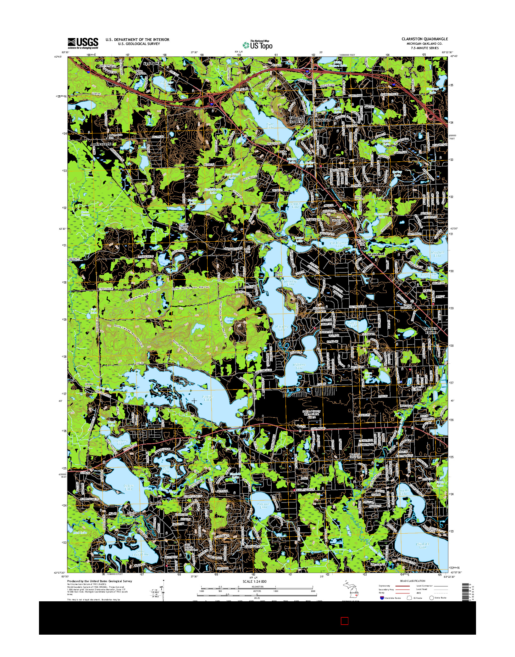 USGS US TOPO 7.5-MINUTE MAP FOR CLARKSTON, MI 2017