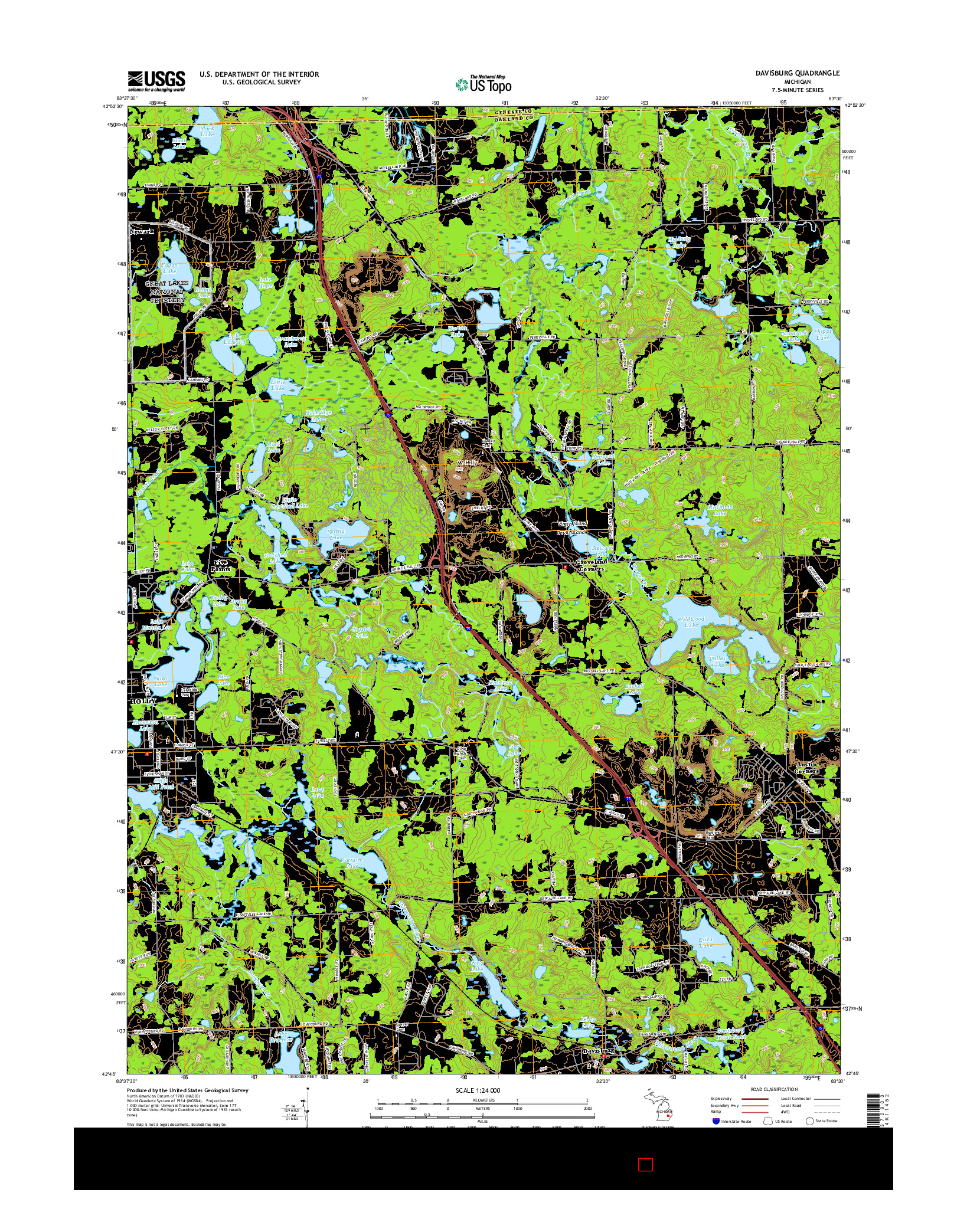 USGS US TOPO 7.5-MINUTE MAP FOR DAVISBURG, MI 2017