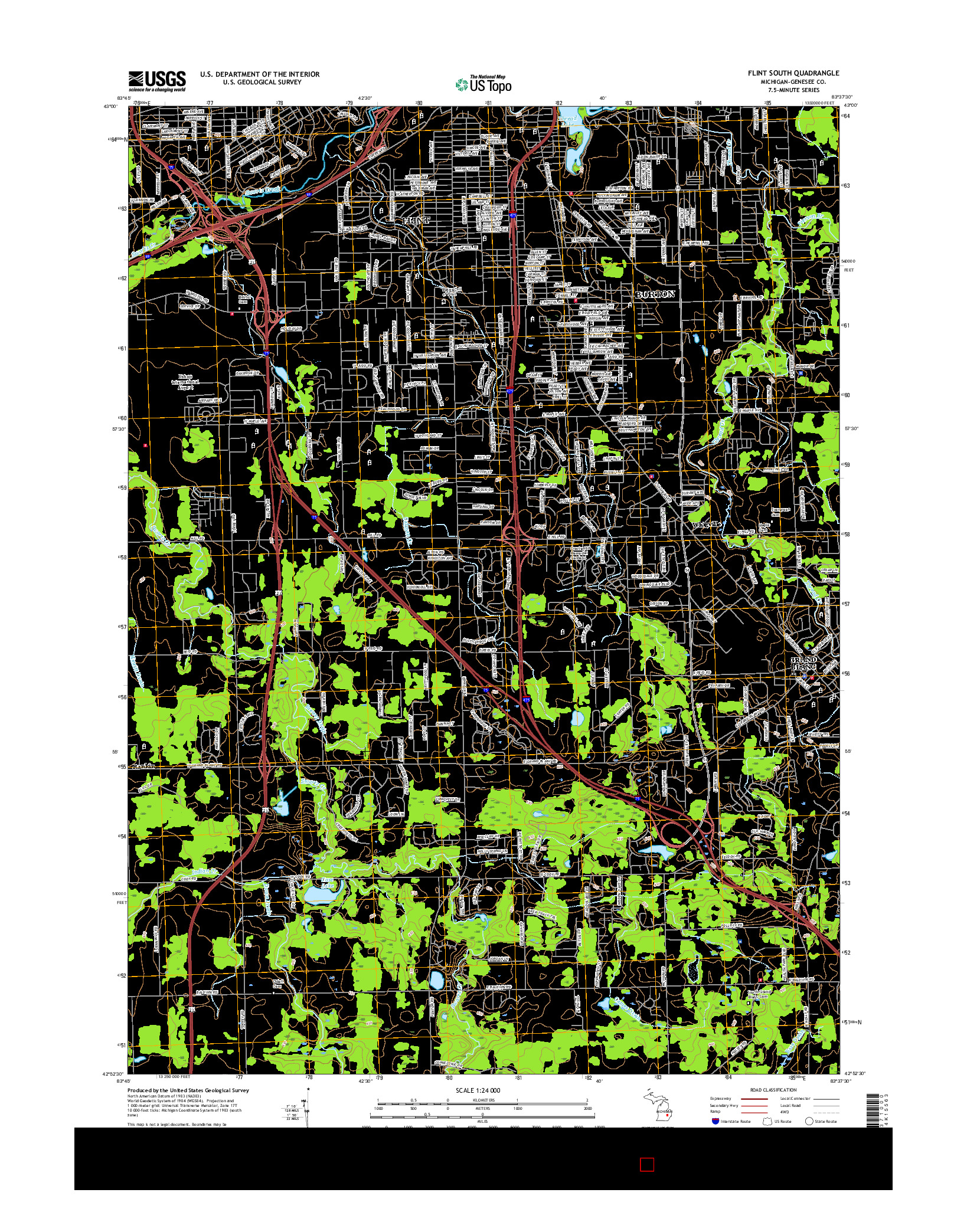 USGS US TOPO 7.5-MINUTE MAP FOR FLINT SOUTH, MI 2017