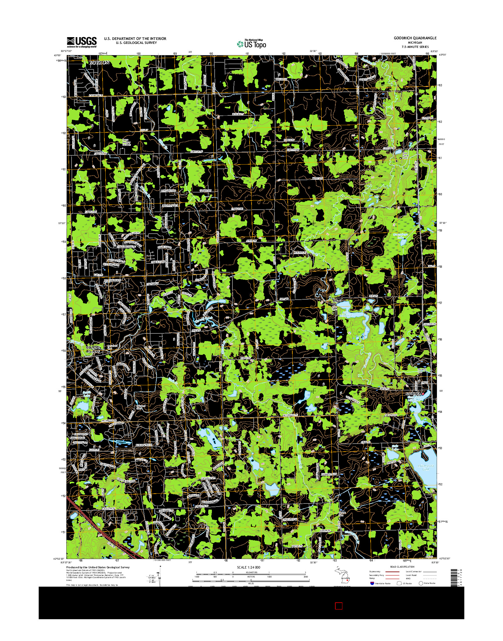 USGS US TOPO 7.5-MINUTE MAP FOR GOODRICH, MI 2017