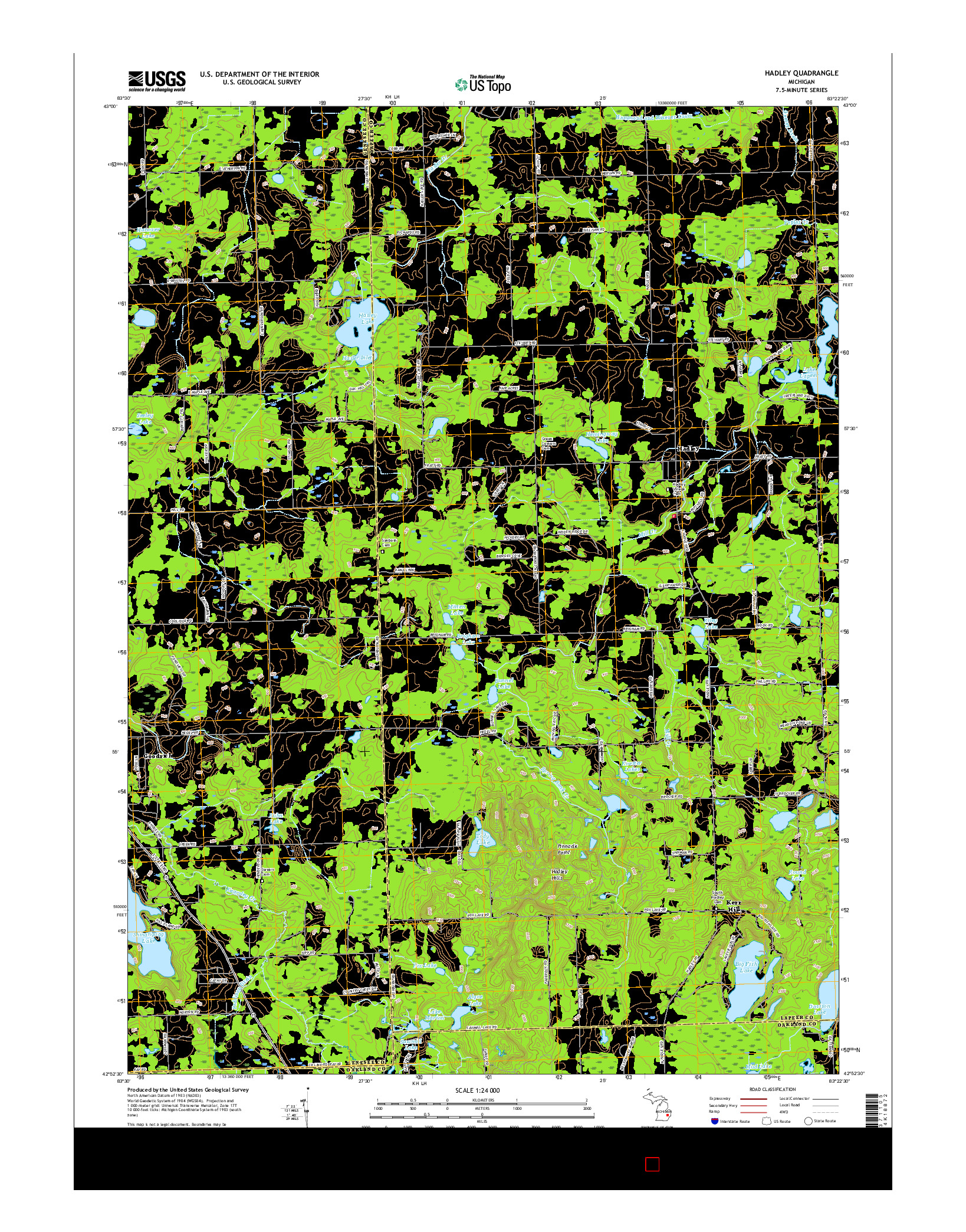 USGS US TOPO 7.5-MINUTE MAP FOR HADLEY, MI 2017