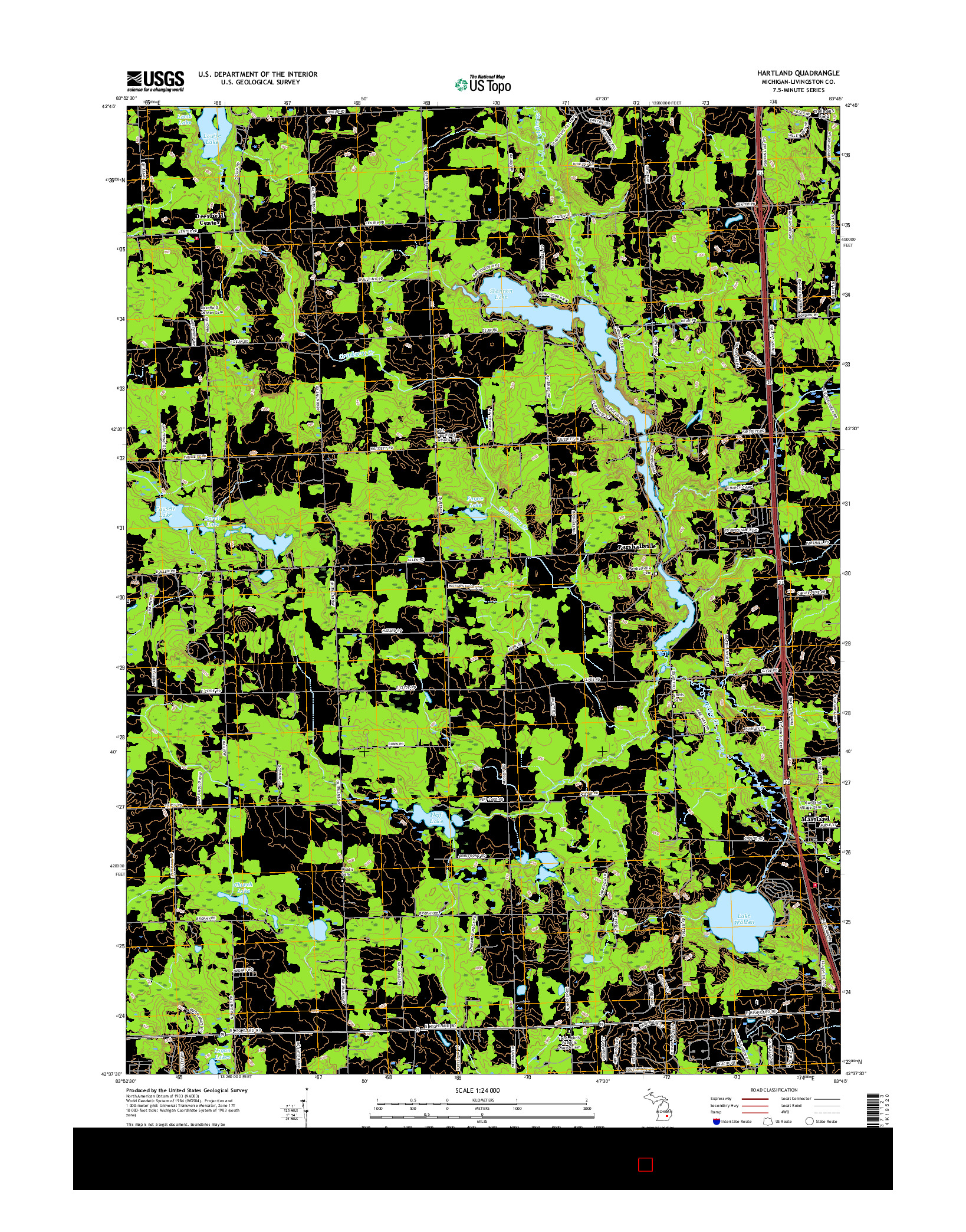 USGS US TOPO 7.5-MINUTE MAP FOR HARTLAND, MI 2017