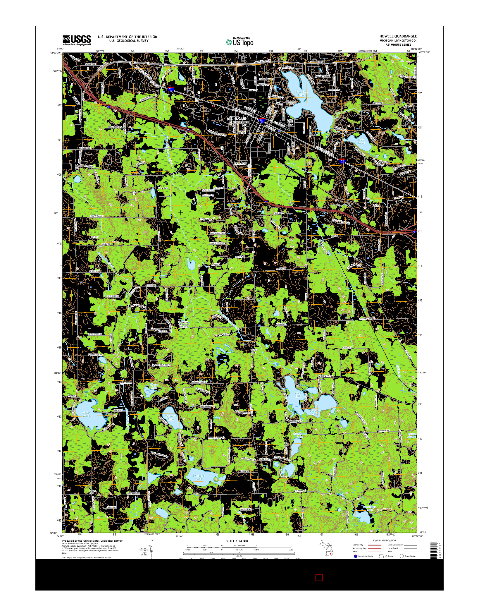 USGS US TOPO 7.5-MINUTE MAP FOR HOWELL, MI 2017