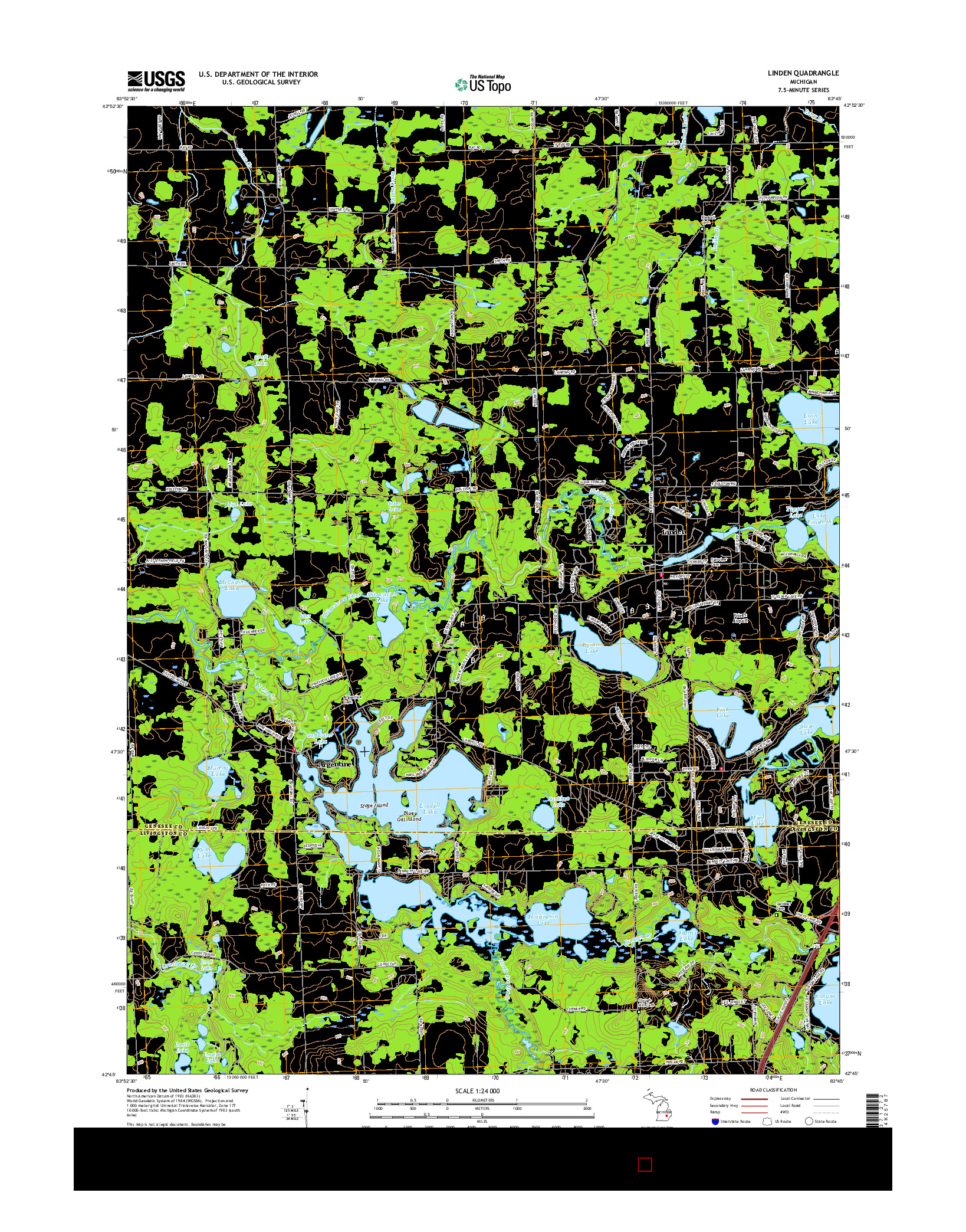 USGS US TOPO 7.5-MINUTE MAP FOR LINDEN, MI 2017