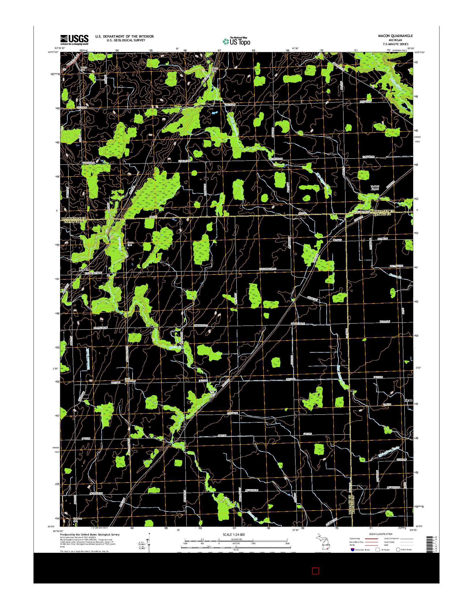 USGS US TOPO 7.5-MINUTE MAP FOR MACON, MI 2017