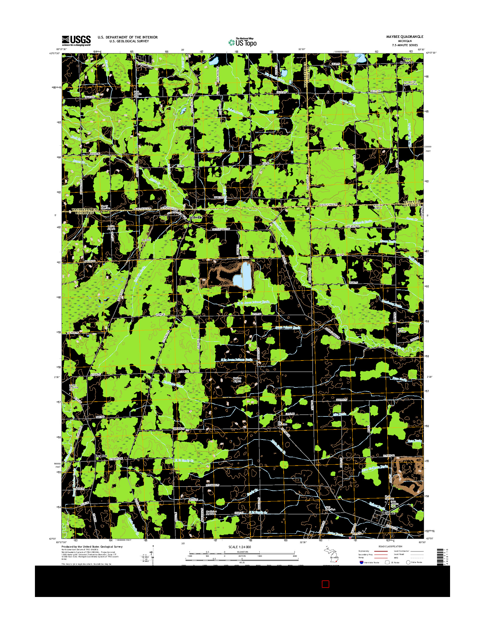 USGS US TOPO 7.5-MINUTE MAP FOR MAYBEE, MI 2017