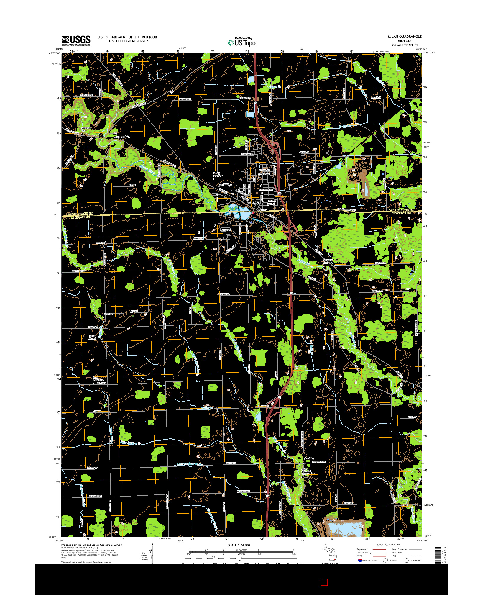 USGS US TOPO 7.5-MINUTE MAP FOR MILAN, MI 2017