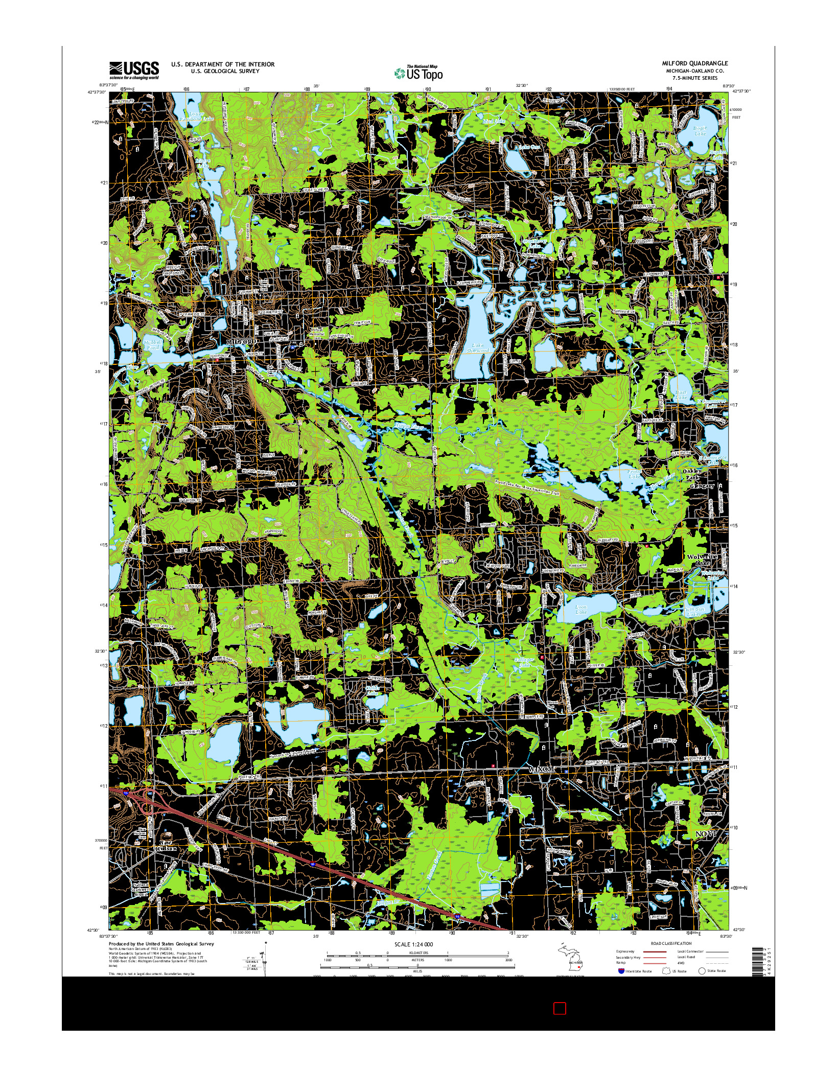 USGS US TOPO 7.5-MINUTE MAP FOR MILFORD, MI 2017