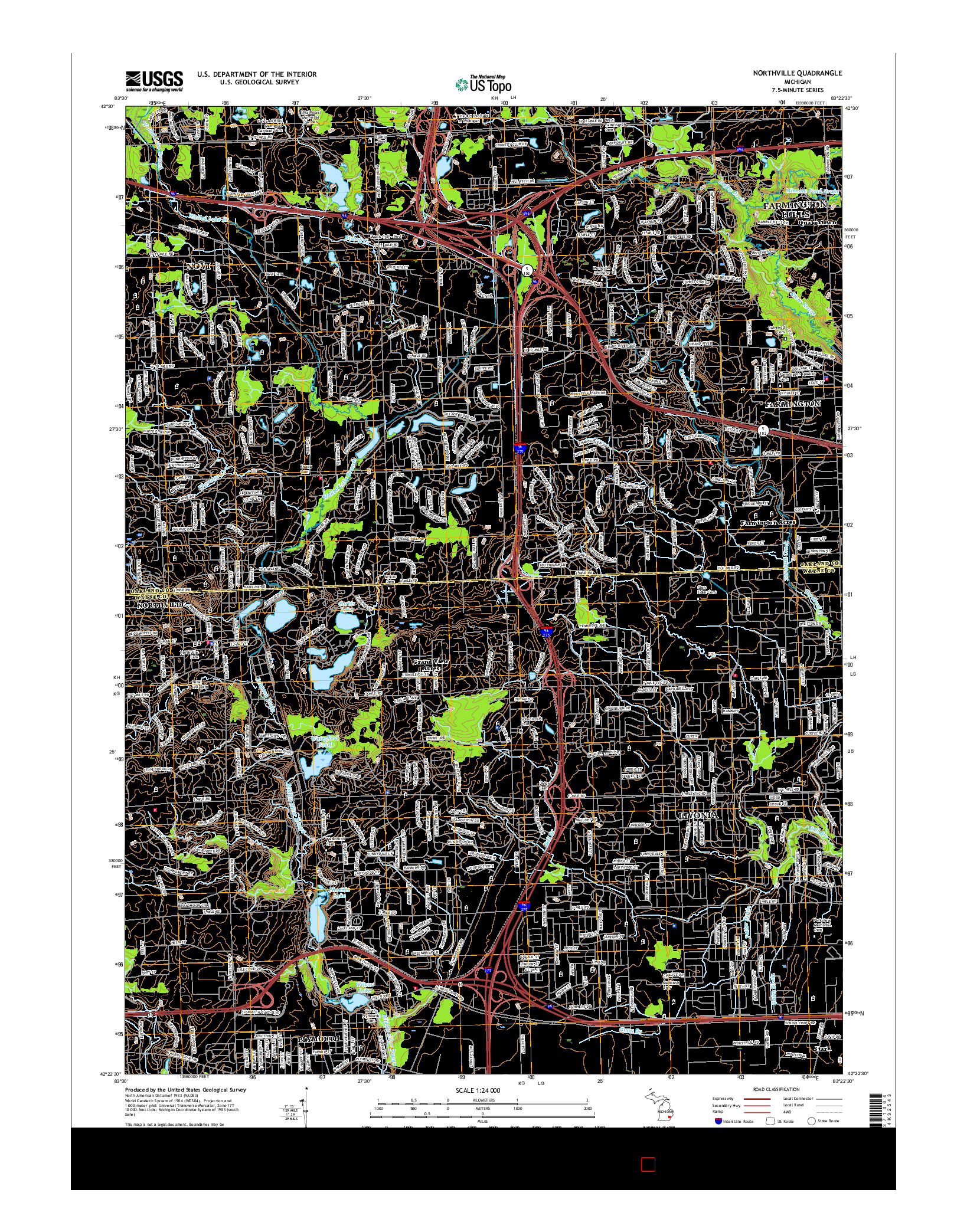 USGS US TOPO 7.5-MINUTE MAP FOR NORTHVILLE, MI 2017