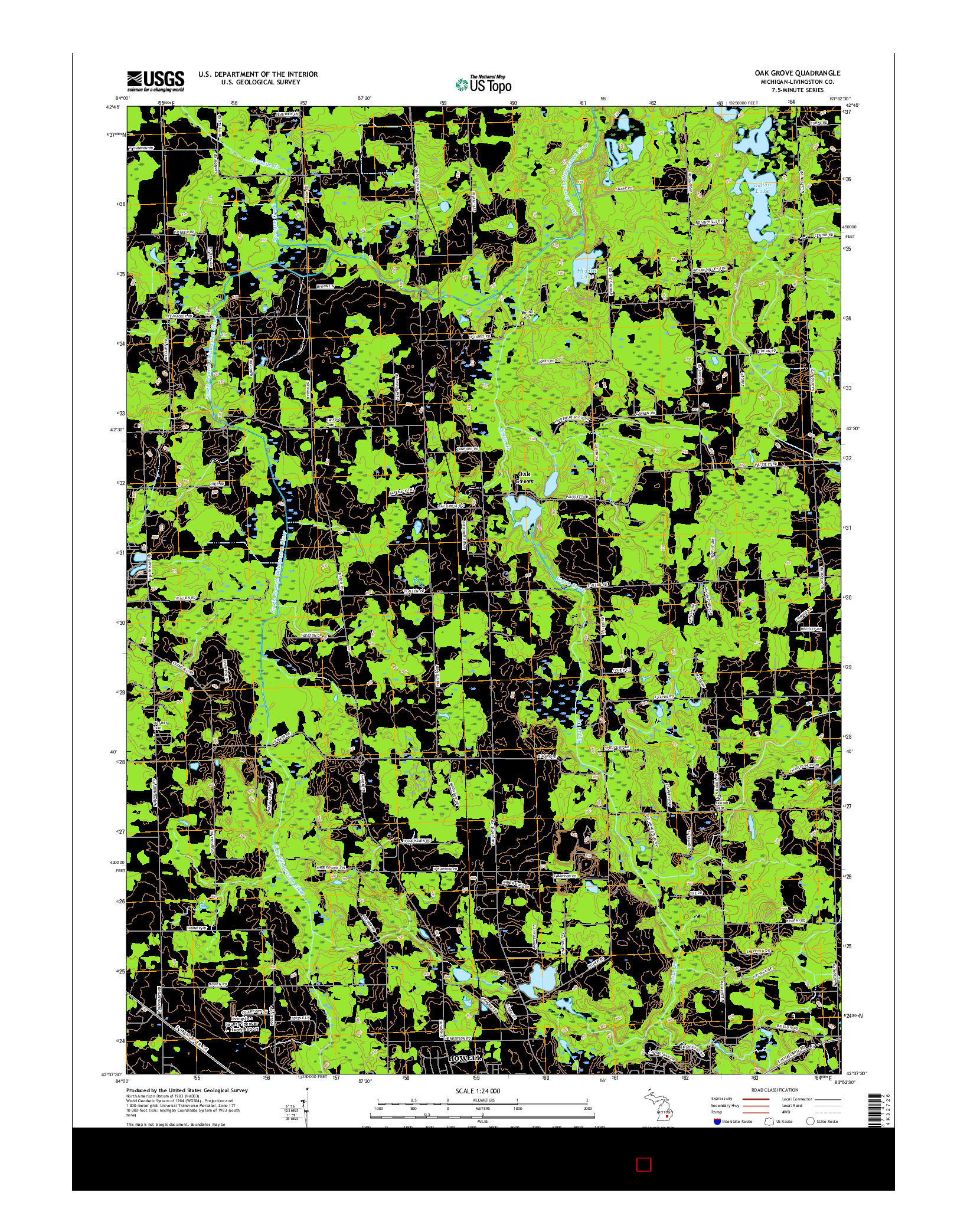 USGS US TOPO 7.5-MINUTE MAP FOR OAK GROVE, MI 2017