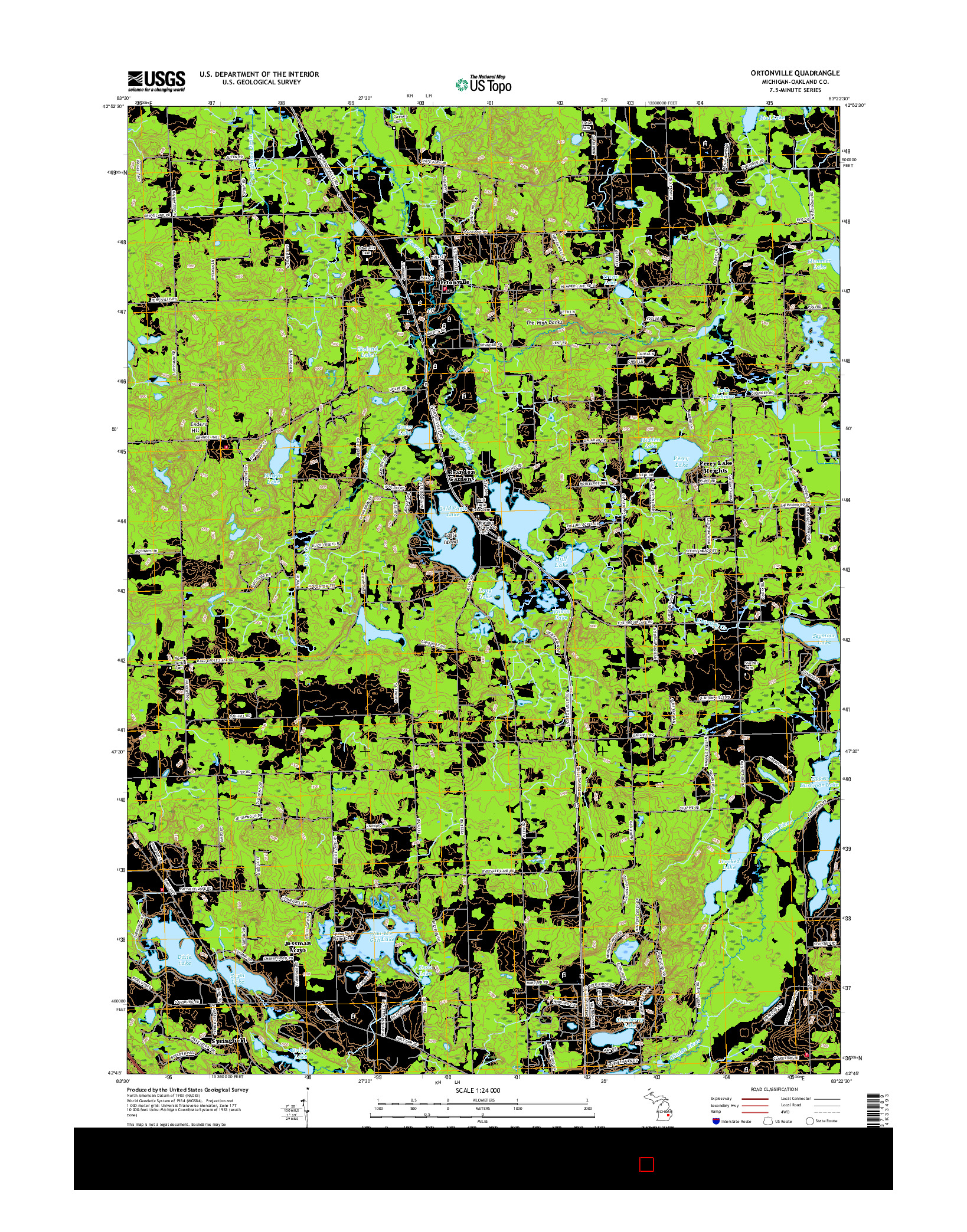 USGS US TOPO 7.5-MINUTE MAP FOR ORTONVILLE, MI 2017