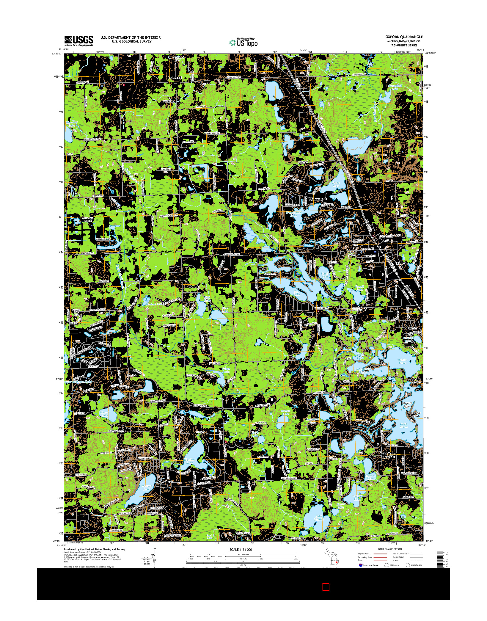USGS US TOPO 7.5-MINUTE MAP FOR OXFORD, MI 2017