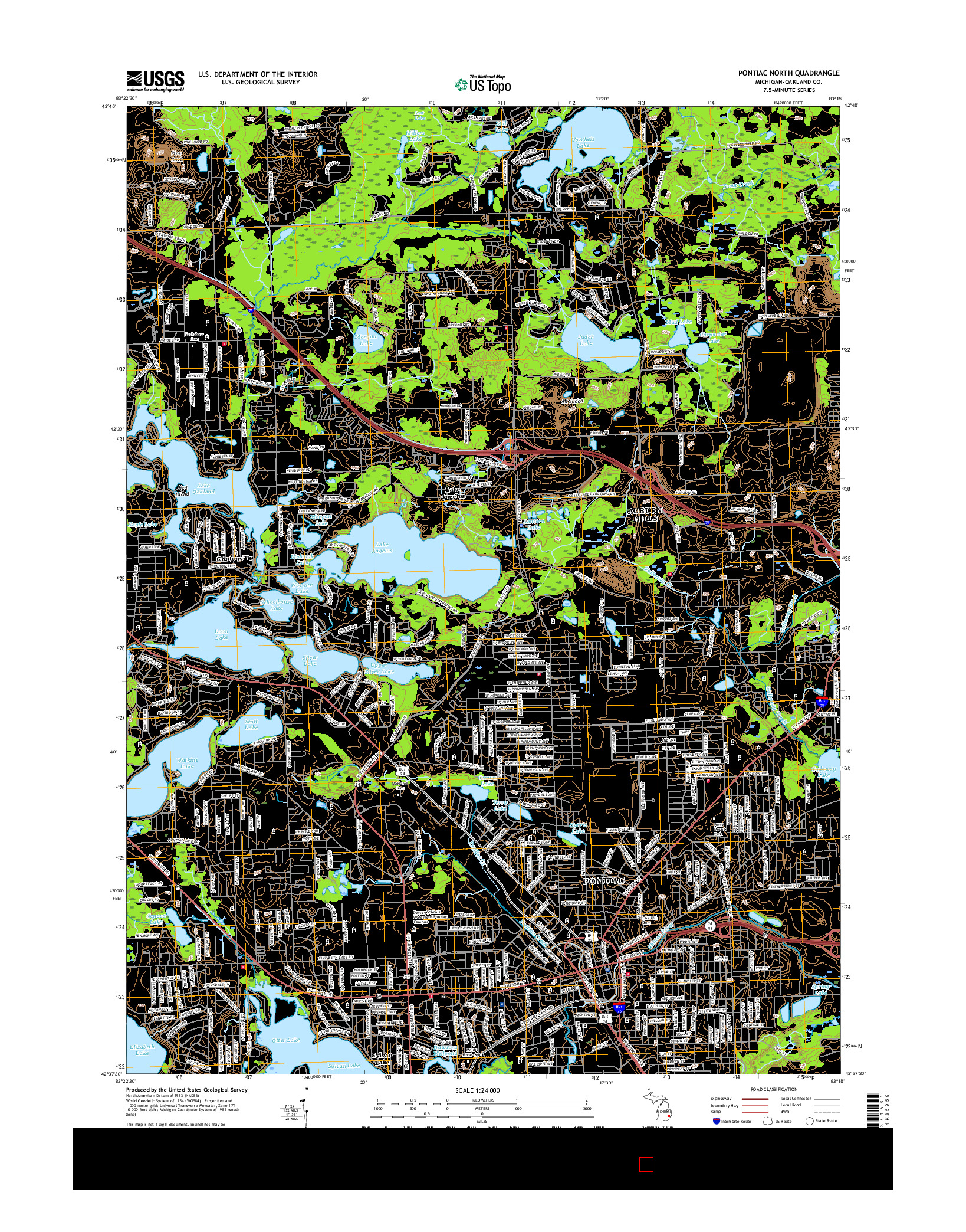 USGS US TOPO 7.5-MINUTE MAP FOR PONTIAC NORTH, MI 2017