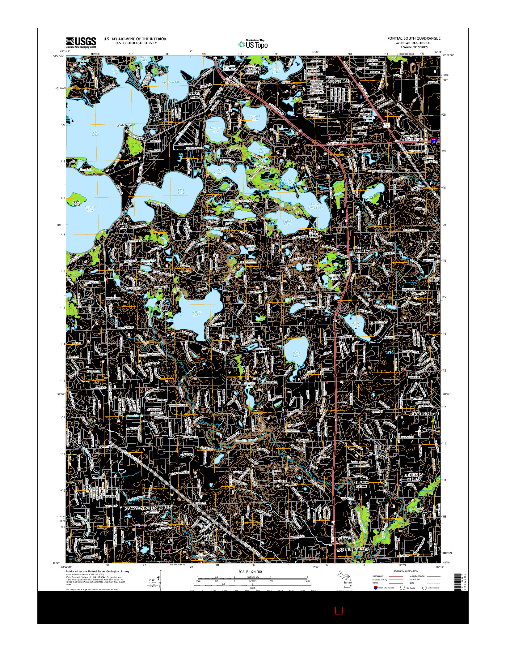 USGS US TOPO 7.5-MINUTE MAP FOR PONTIAC SOUTH, MI 2017