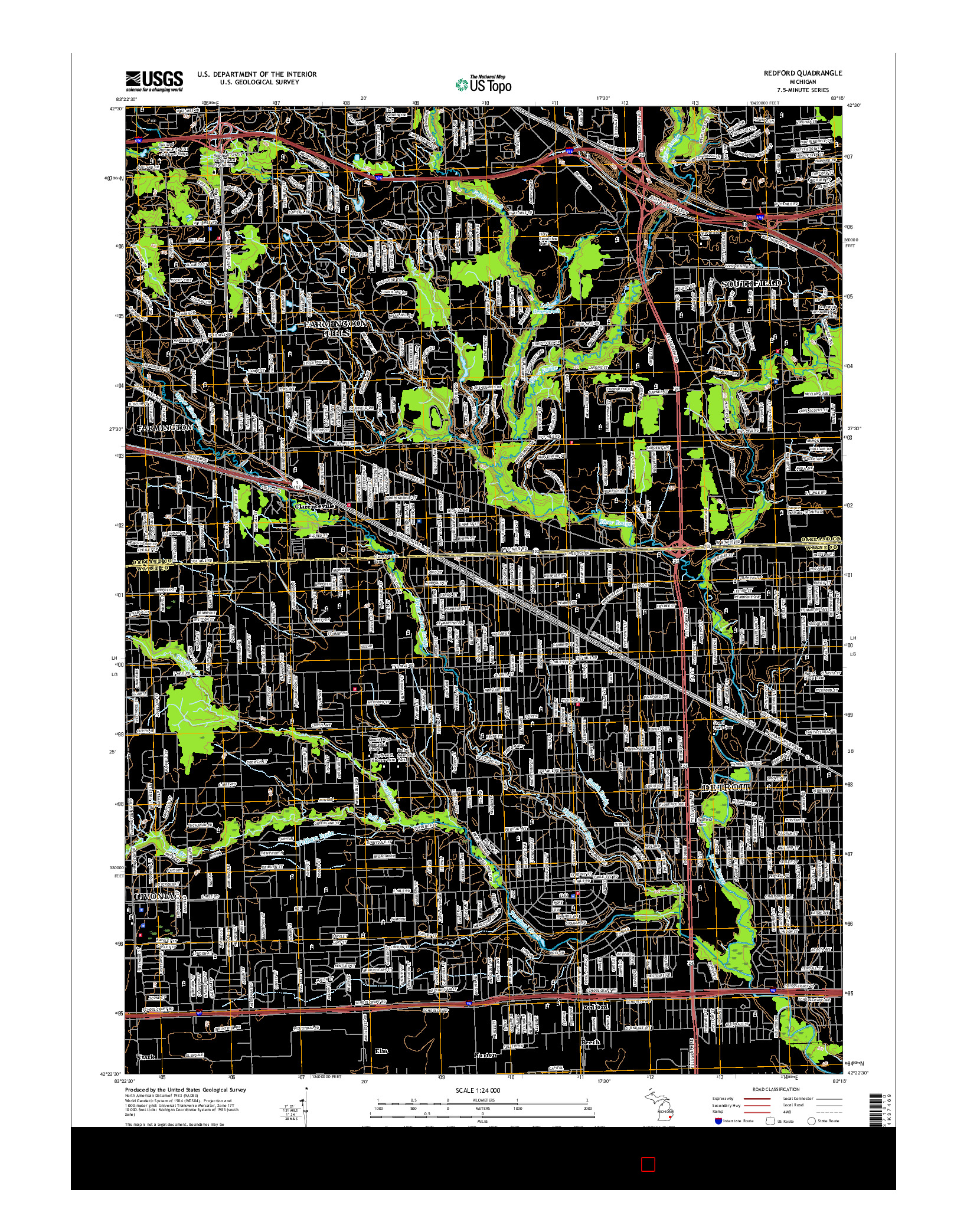 USGS US TOPO 7.5-MINUTE MAP FOR REDFORD, MI 2017