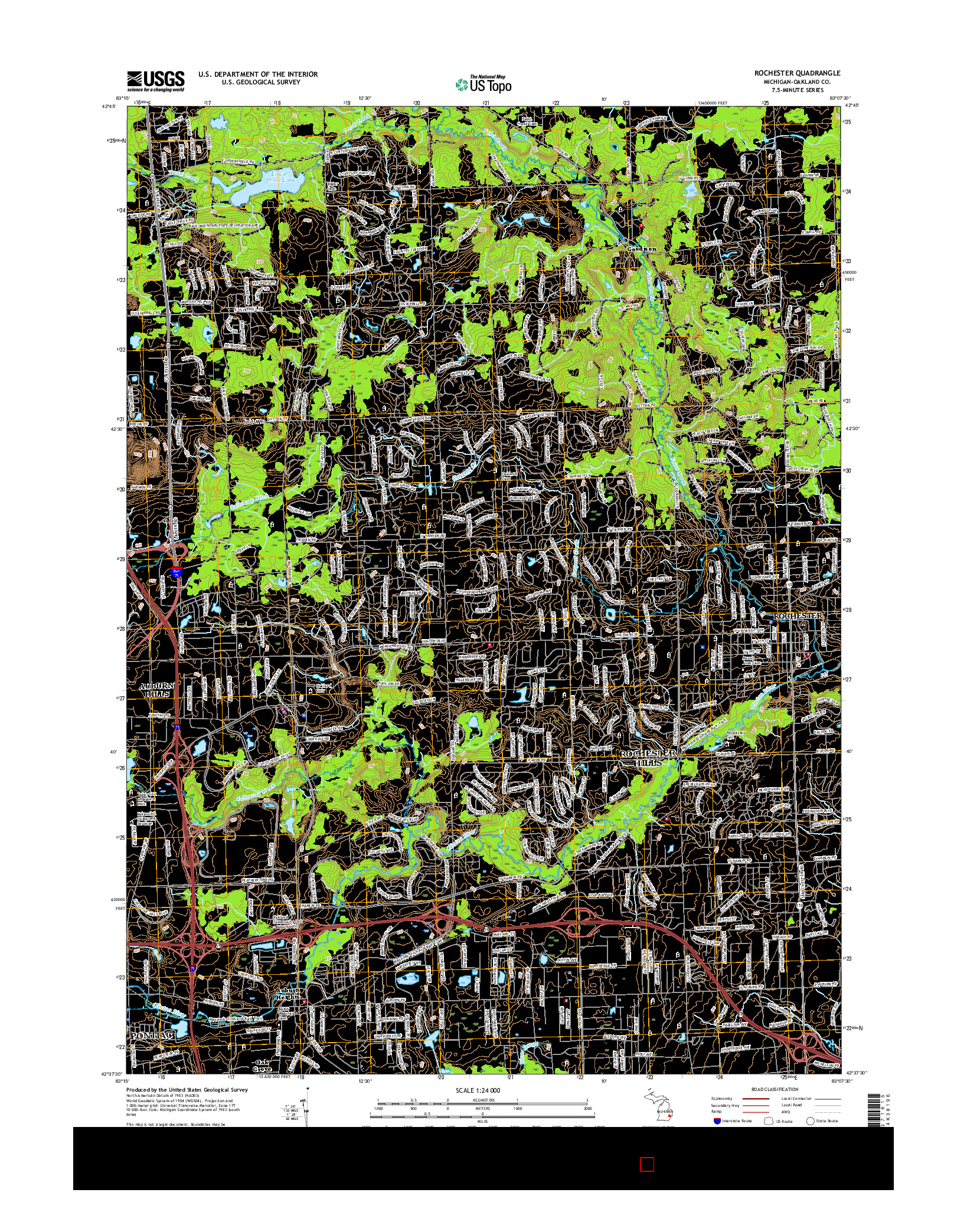 USGS US TOPO 7.5-MINUTE MAP FOR ROCHESTER, MI 2017