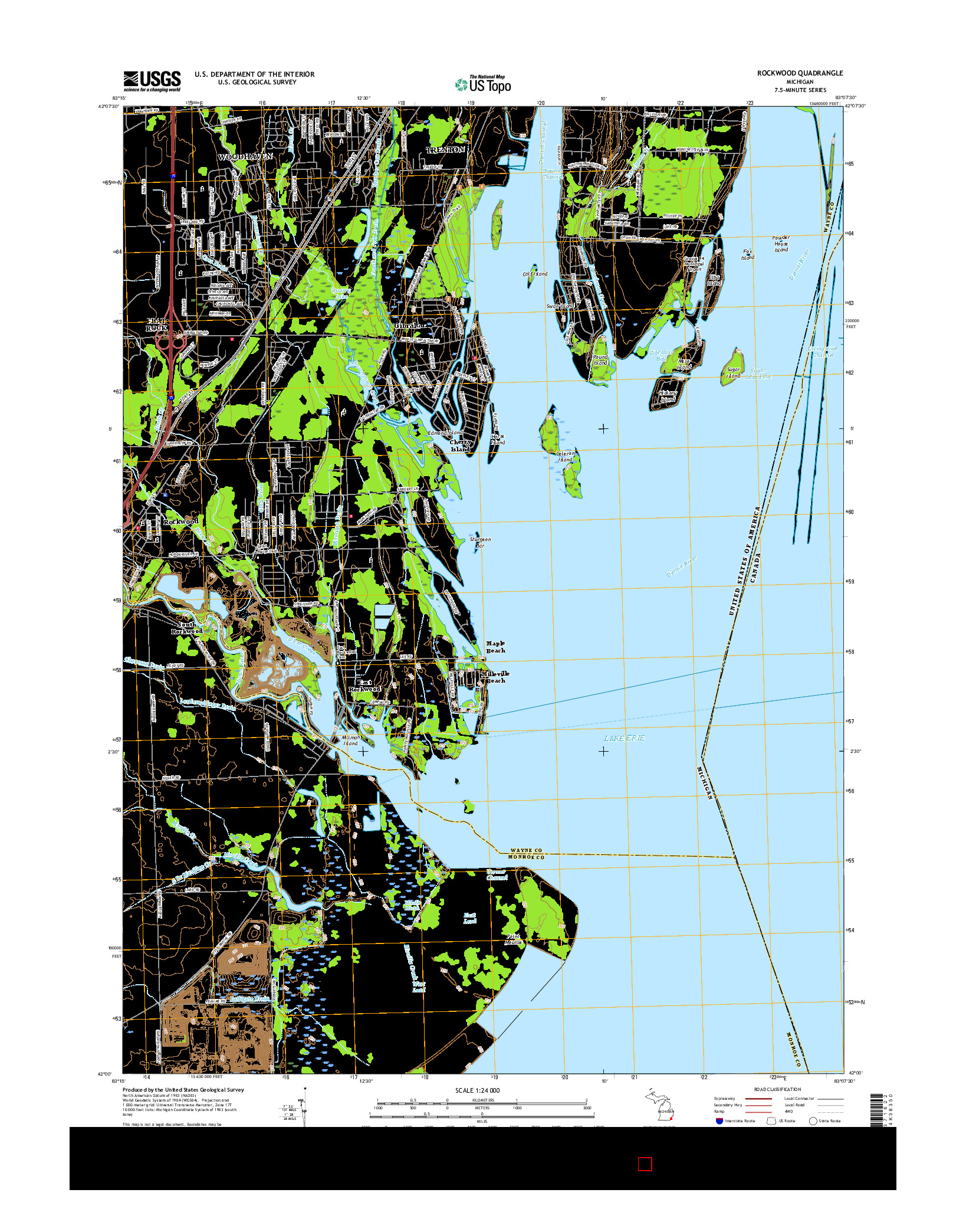 USGS US TOPO 7.5-MINUTE MAP FOR ROCKWOOD, MI 2017