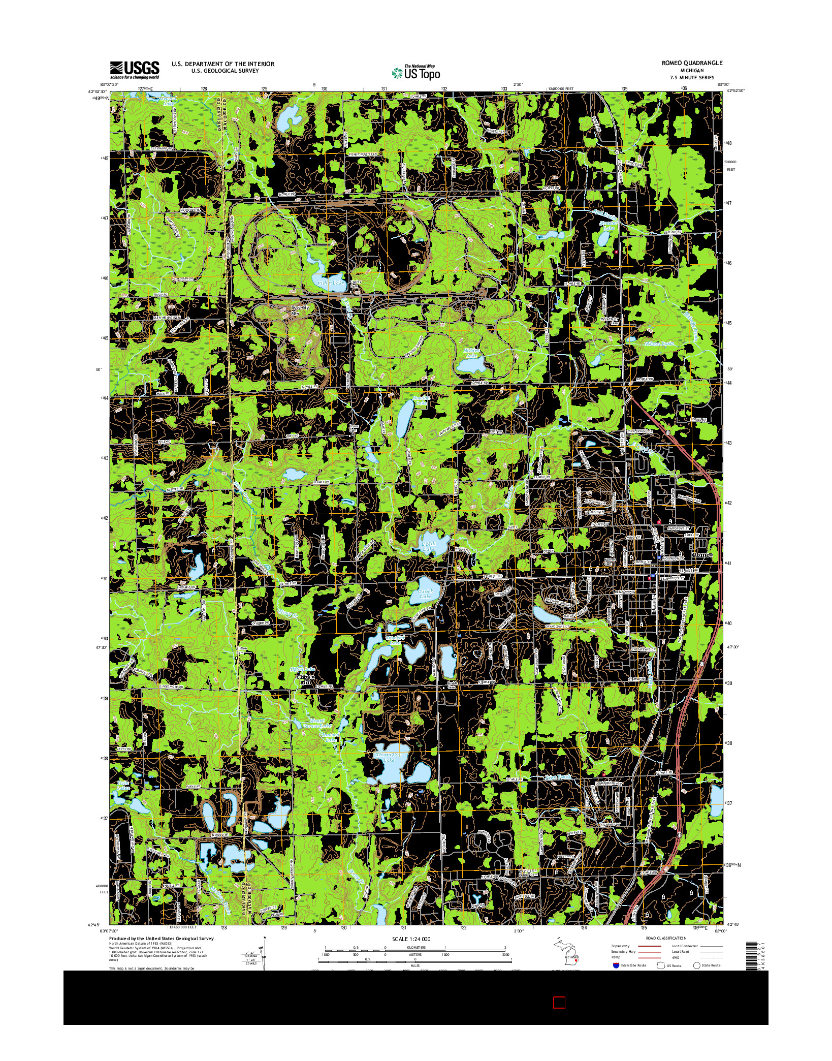 USGS US TOPO 7.5-MINUTE MAP FOR ROMEO, MI 2017