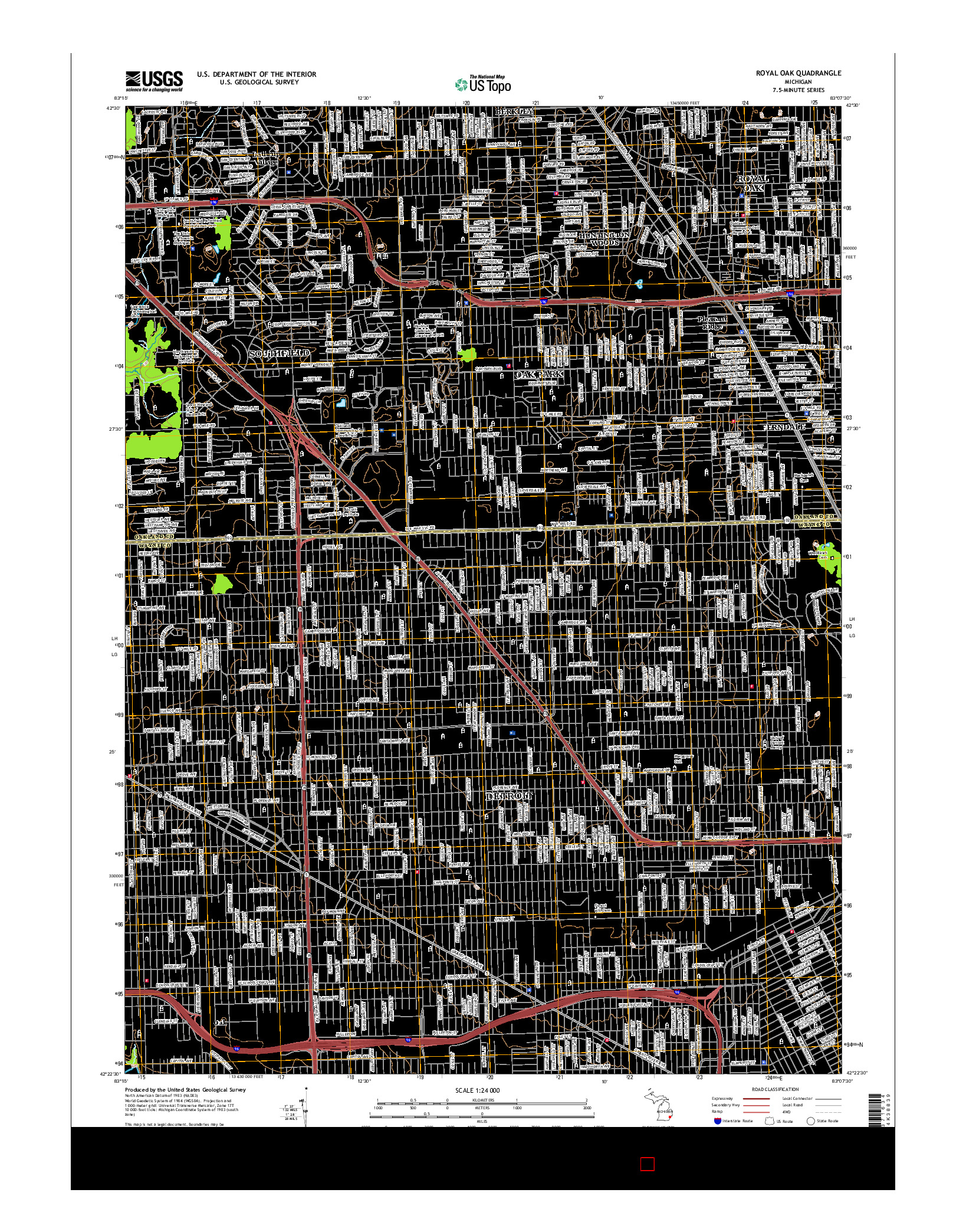 USGS US TOPO 7.5-MINUTE MAP FOR ROYAL OAK, MI 2017