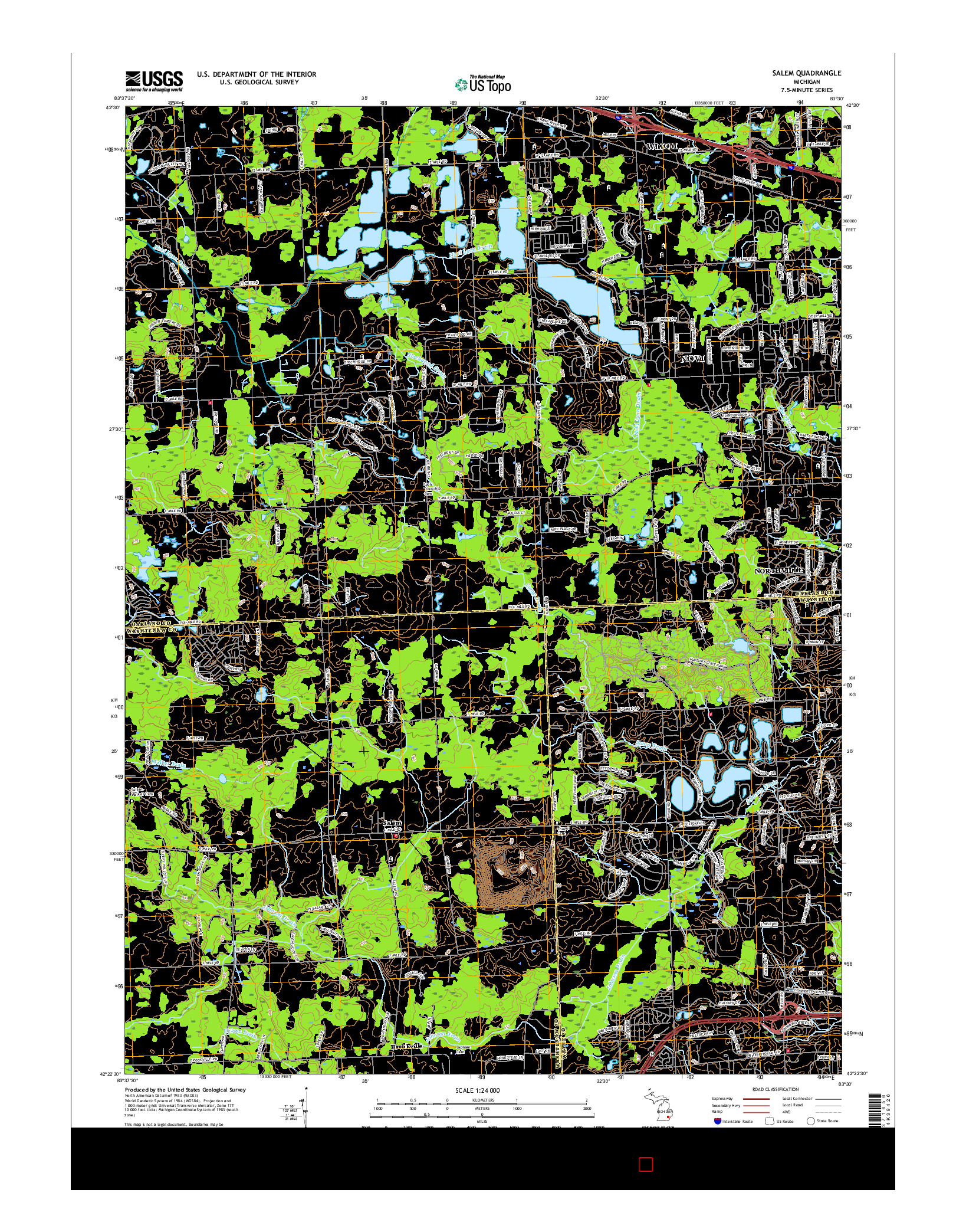 USGS US TOPO 7.5-MINUTE MAP FOR SALEM, MI 2017