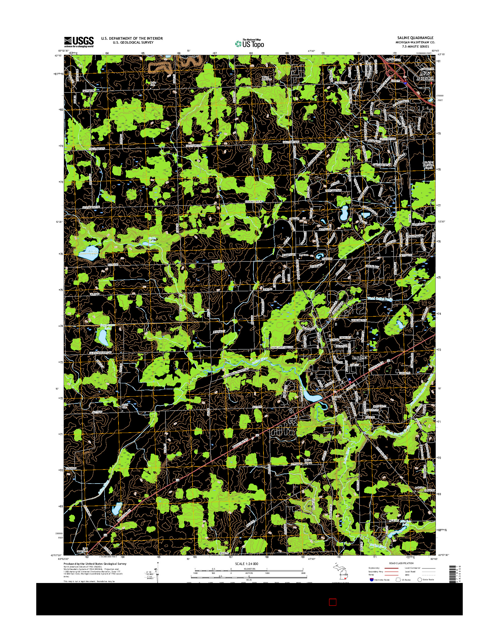 USGS US TOPO 7.5-MINUTE MAP FOR SALINE, MI 2017