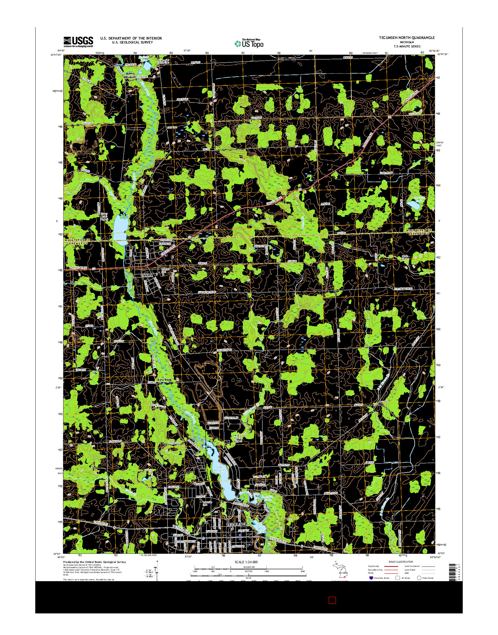 USGS US TOPO 7.5-MINUTE MAP FOR TECUMSEH NORTH, MI 2017