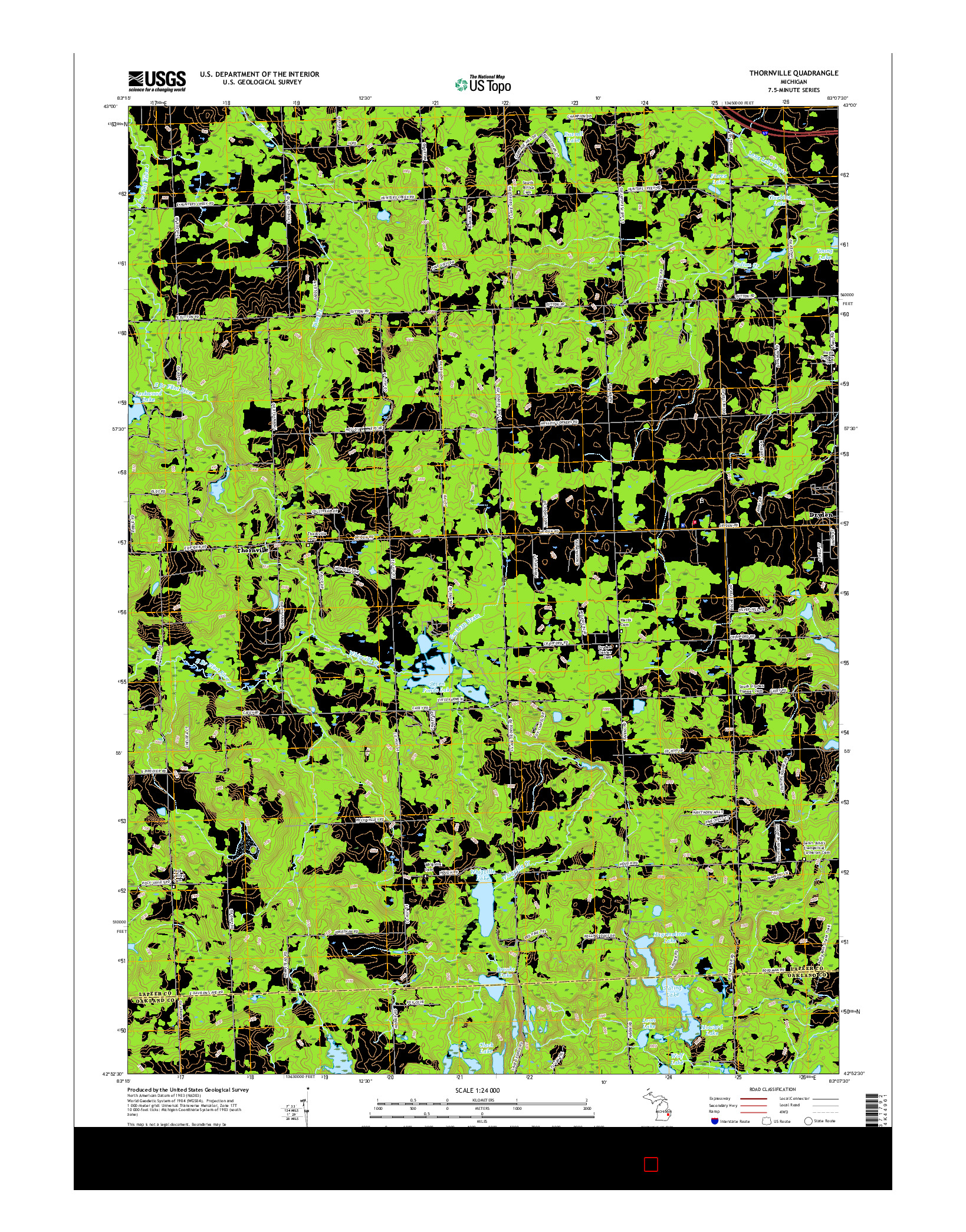 USGS US TOPO 7.5-MINUTE MAP FOR THORNVILLE, MI 2017