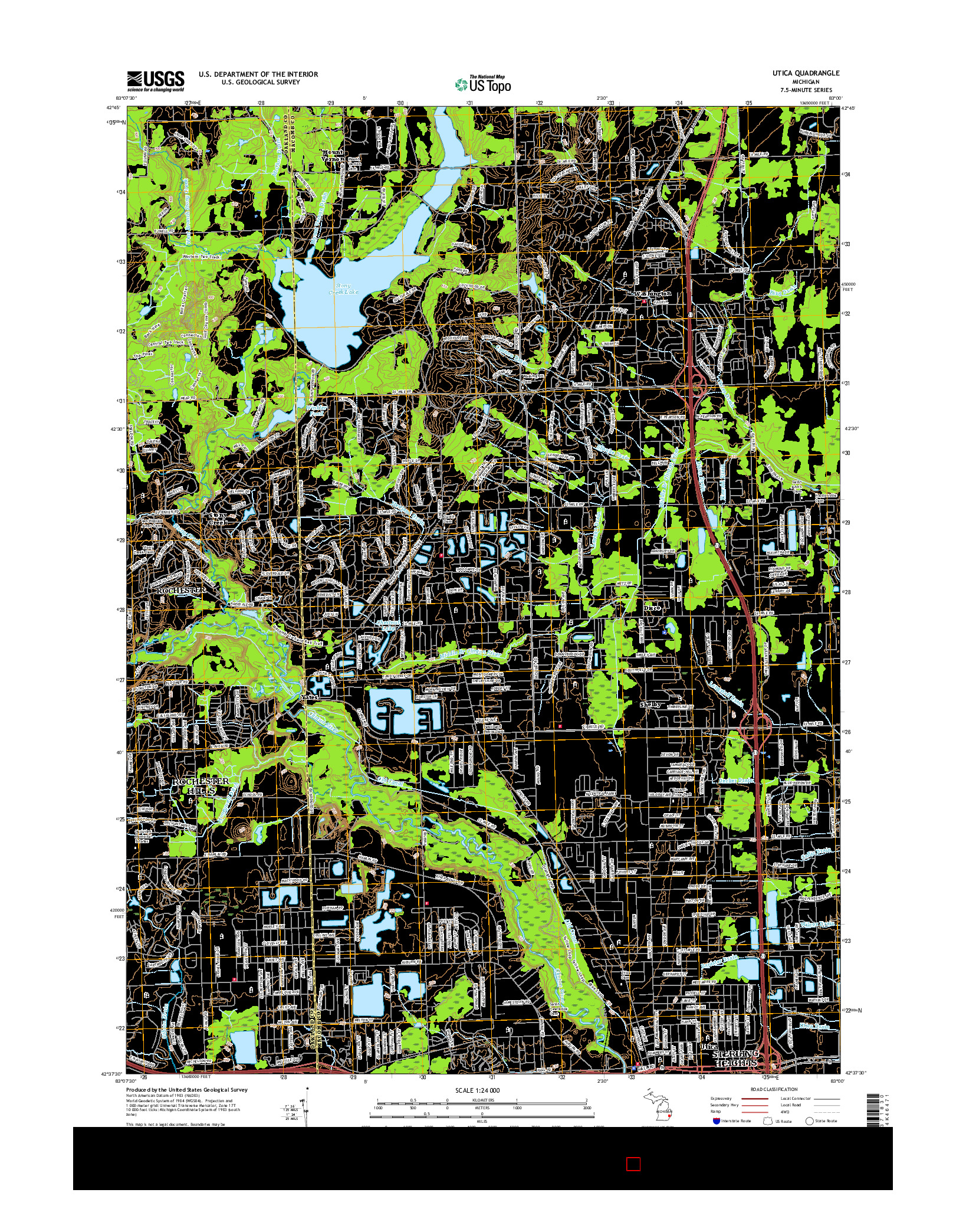 USGS US TOPO 7.5-MINUTE MAP FOR UTICA, MI 2017