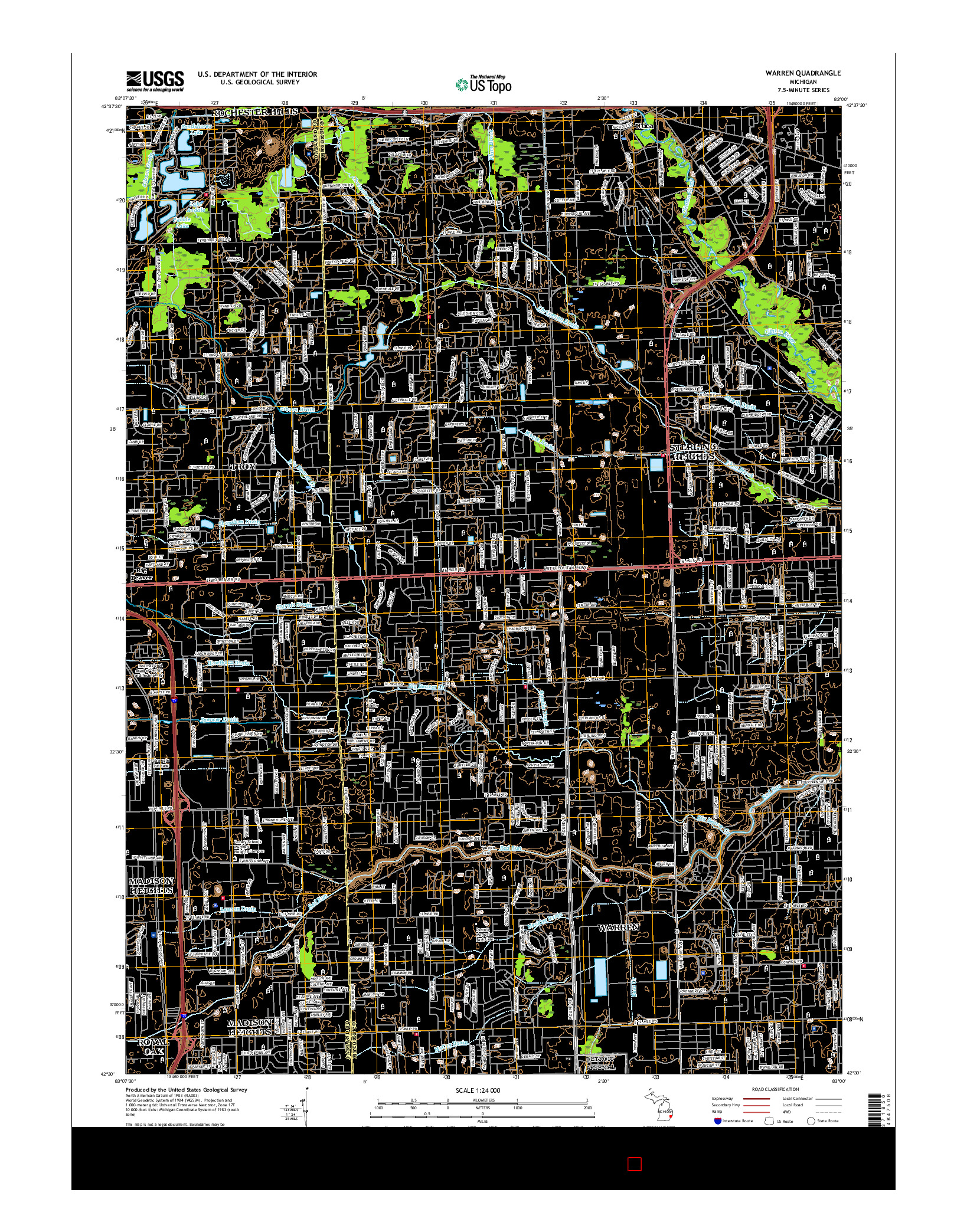 USGS US TOPO 7.5-MINUTE MAP FOR WARREN, MI 2017