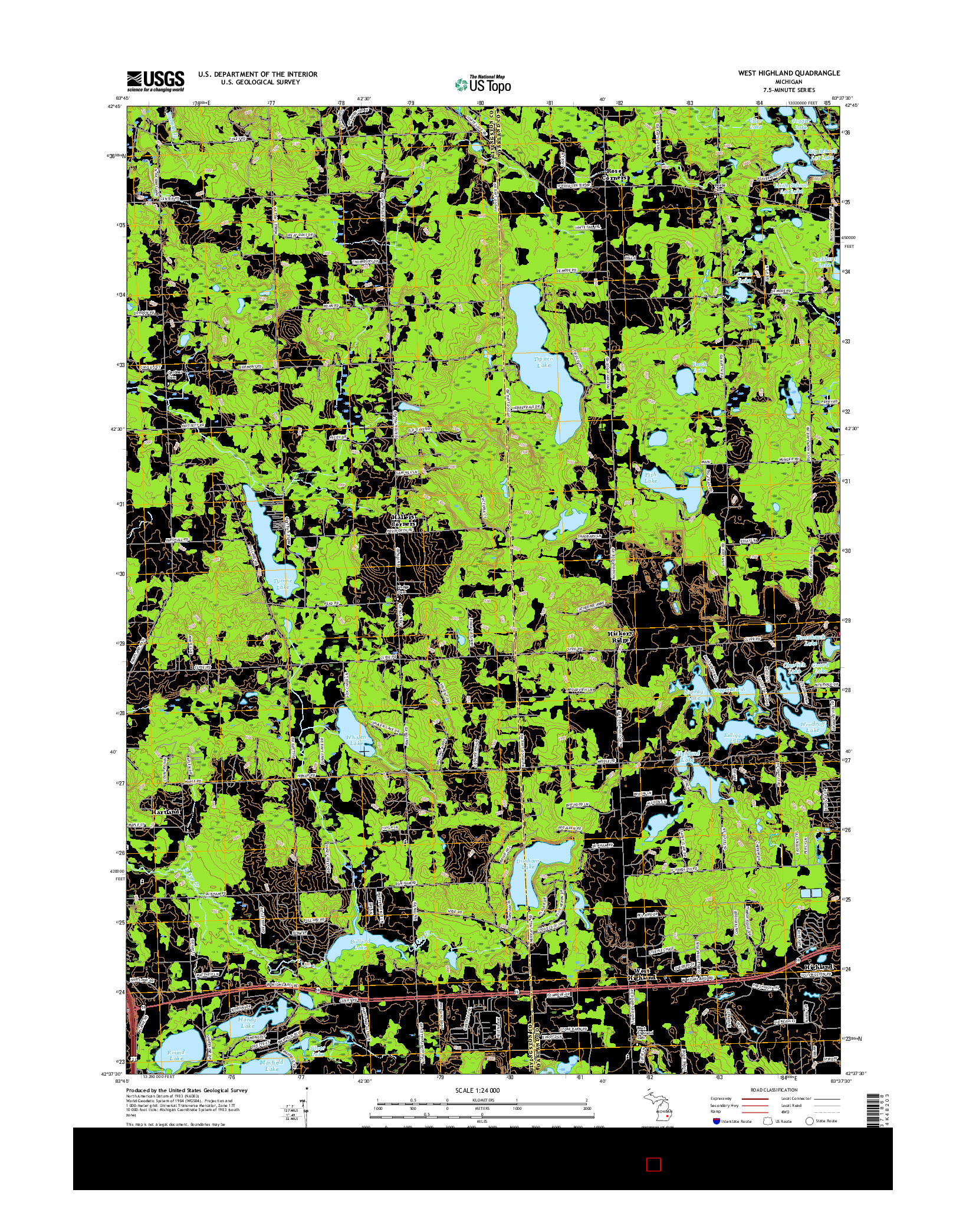 USGS US TOPO 7.5-MINUTE MAP FOR WEST HIGHLAND, MI 2017