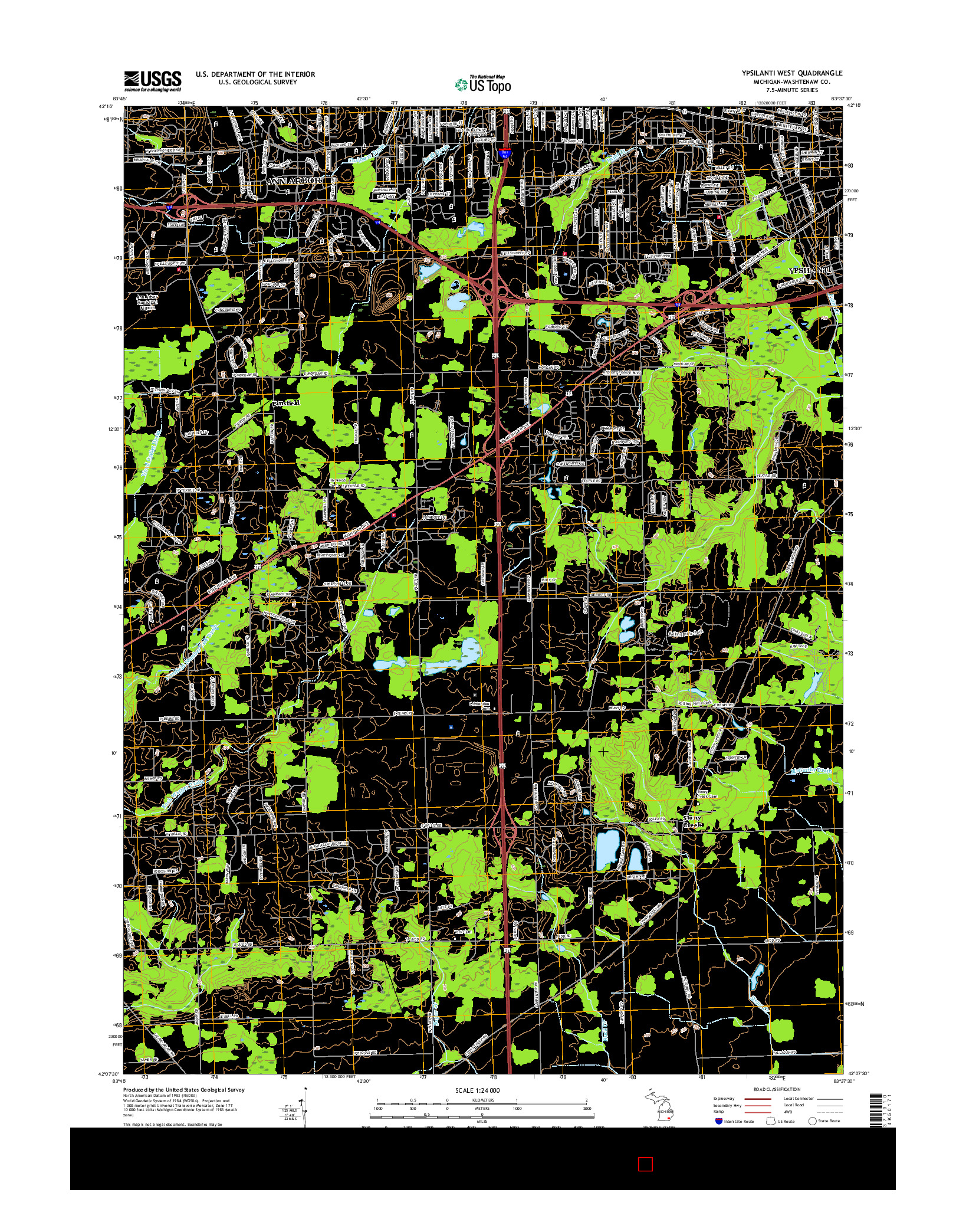 USGS US TOPO 7.5-MINUTE MAP FOR YPSILANTI WEST, MI 2017