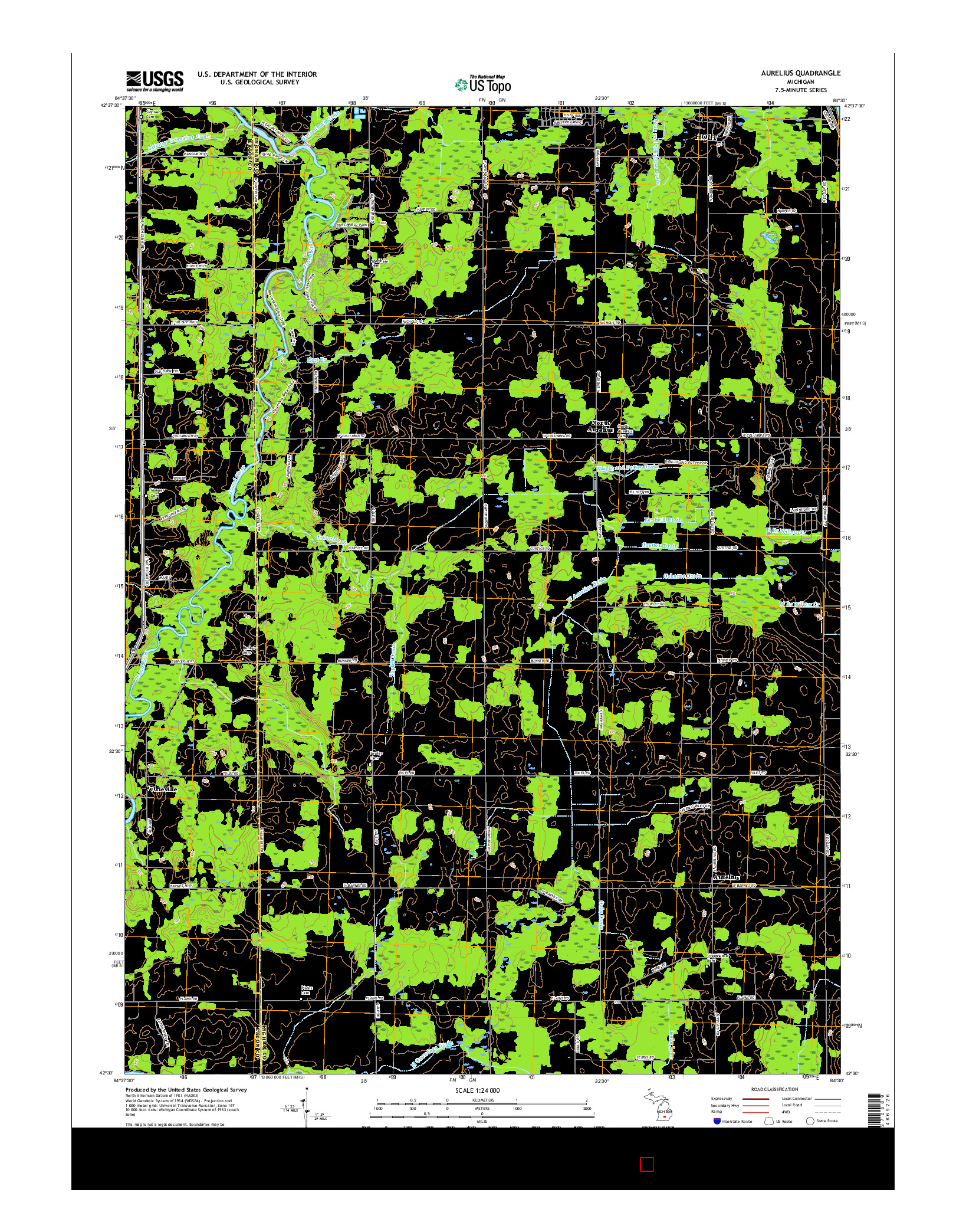 USGS US TOPO 7.5-MINUTE MAP FOR AURELIUS, MI 2017