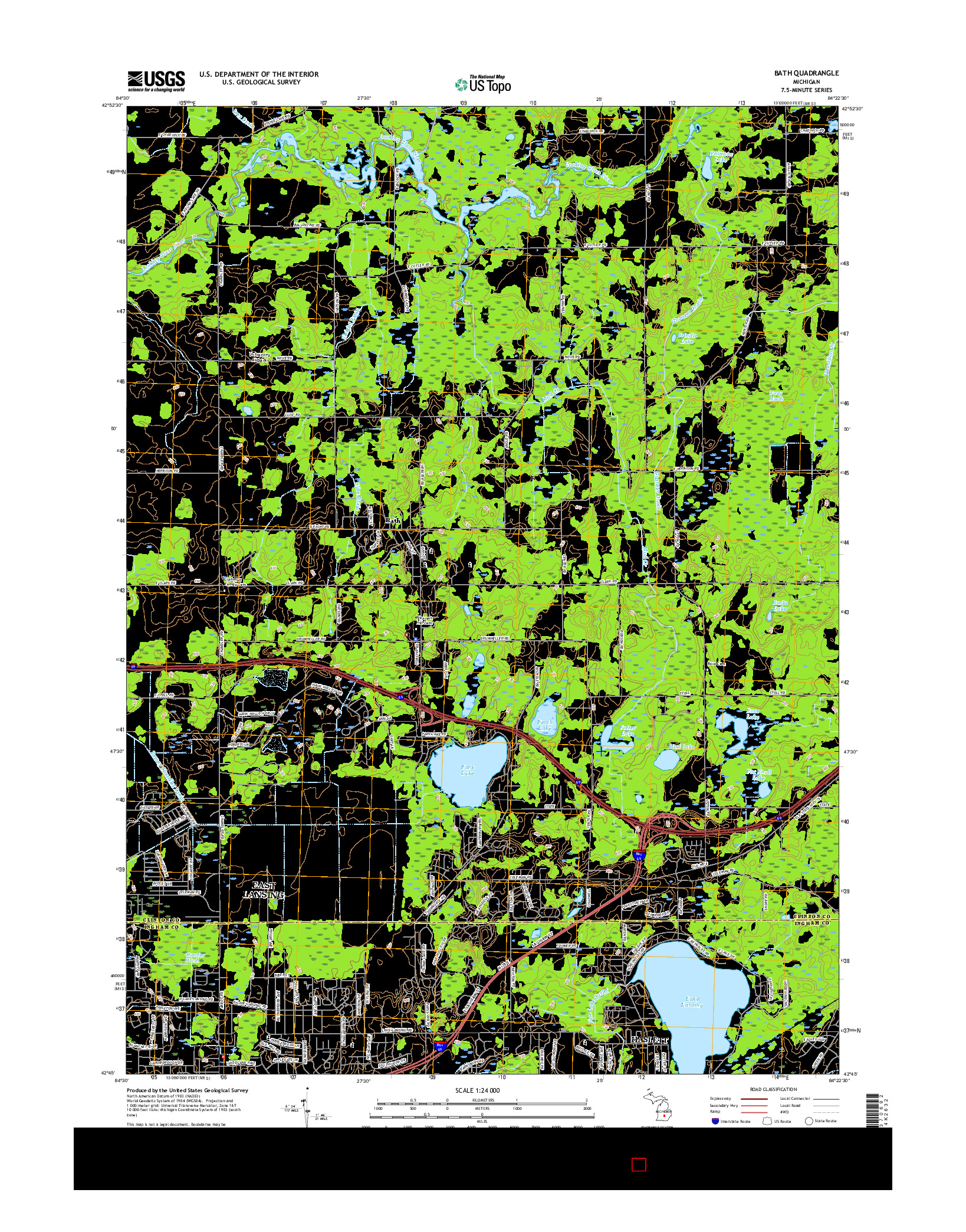 USGS US TOPO 7.5-MINUTE MAP FOR BATH, MI 2017