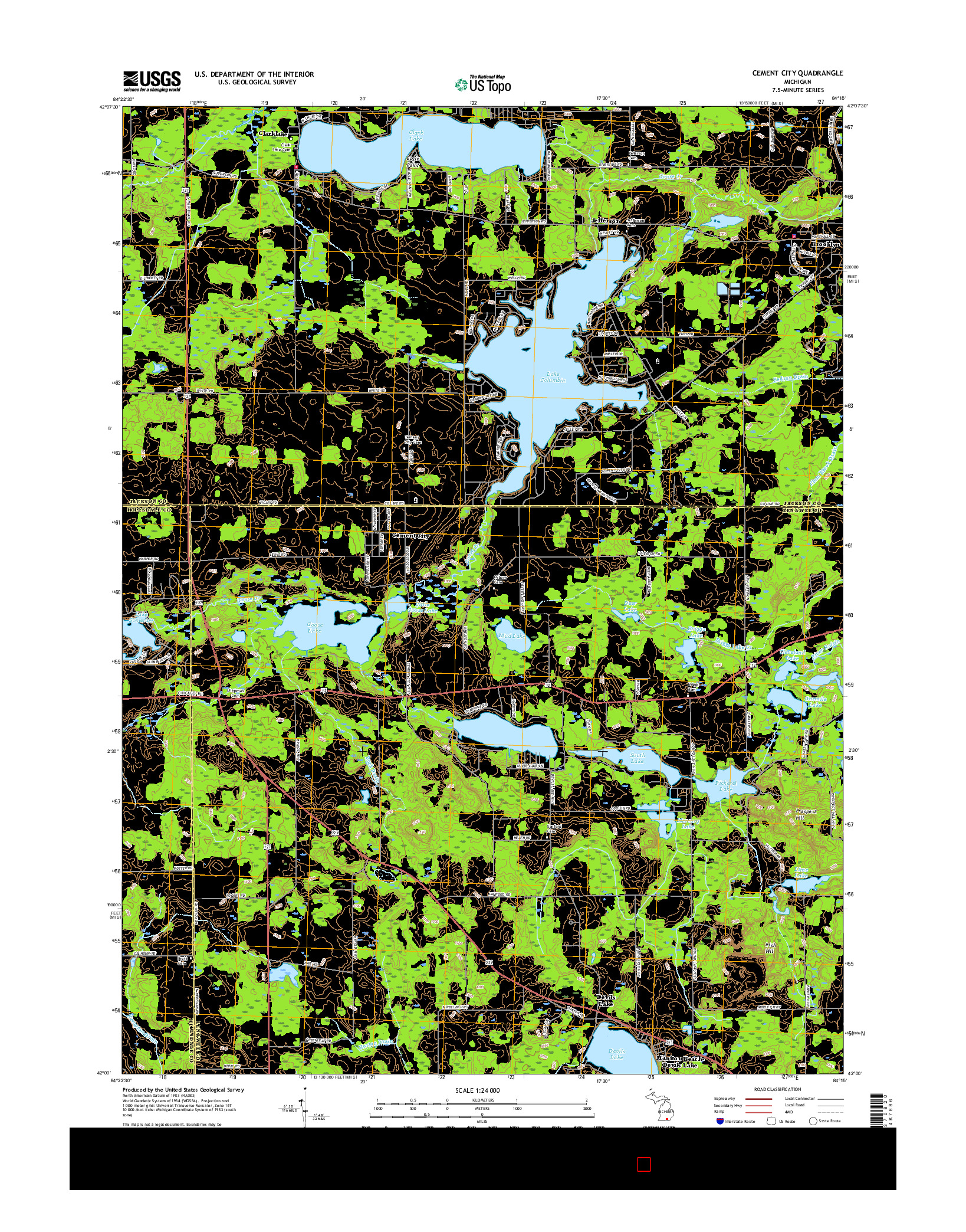 USGS US TOPO 7.5-MINUTE MAP FOR CEMENT CITY, MI 2017