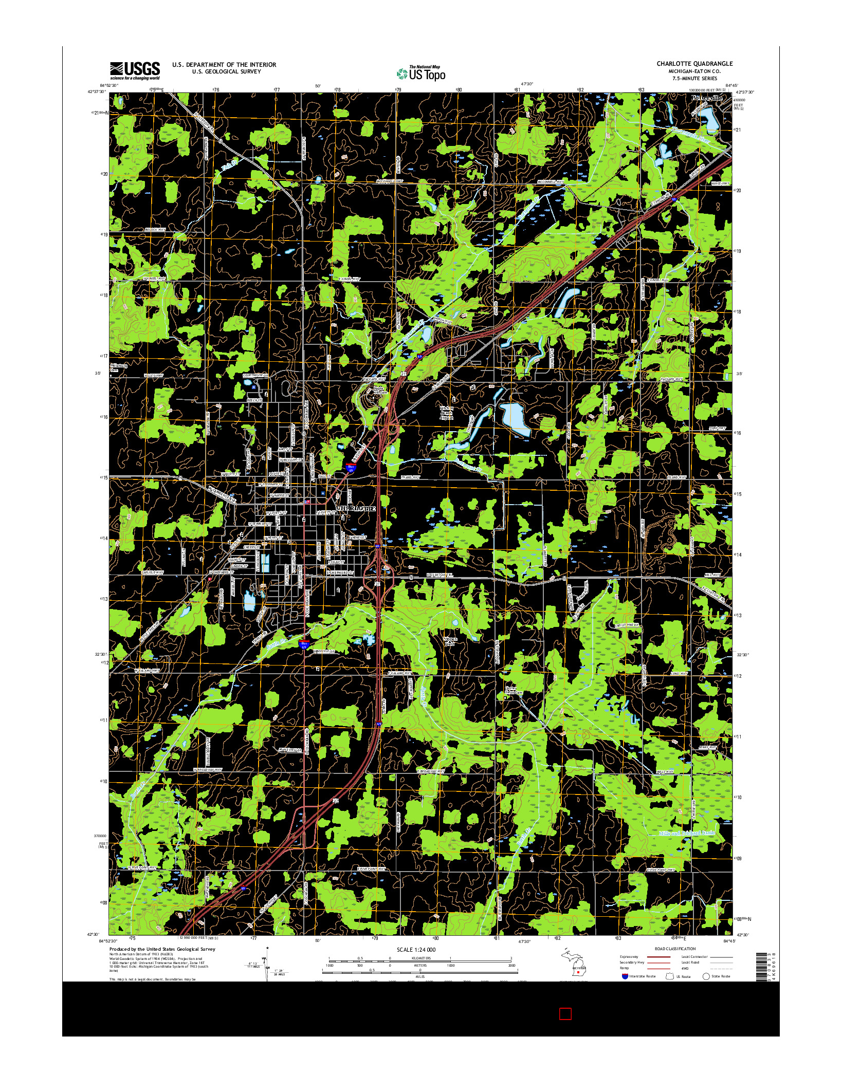 USGS US TOPO 7.5-MINUTE MAP FOR CHARLOTTE, MI 2017