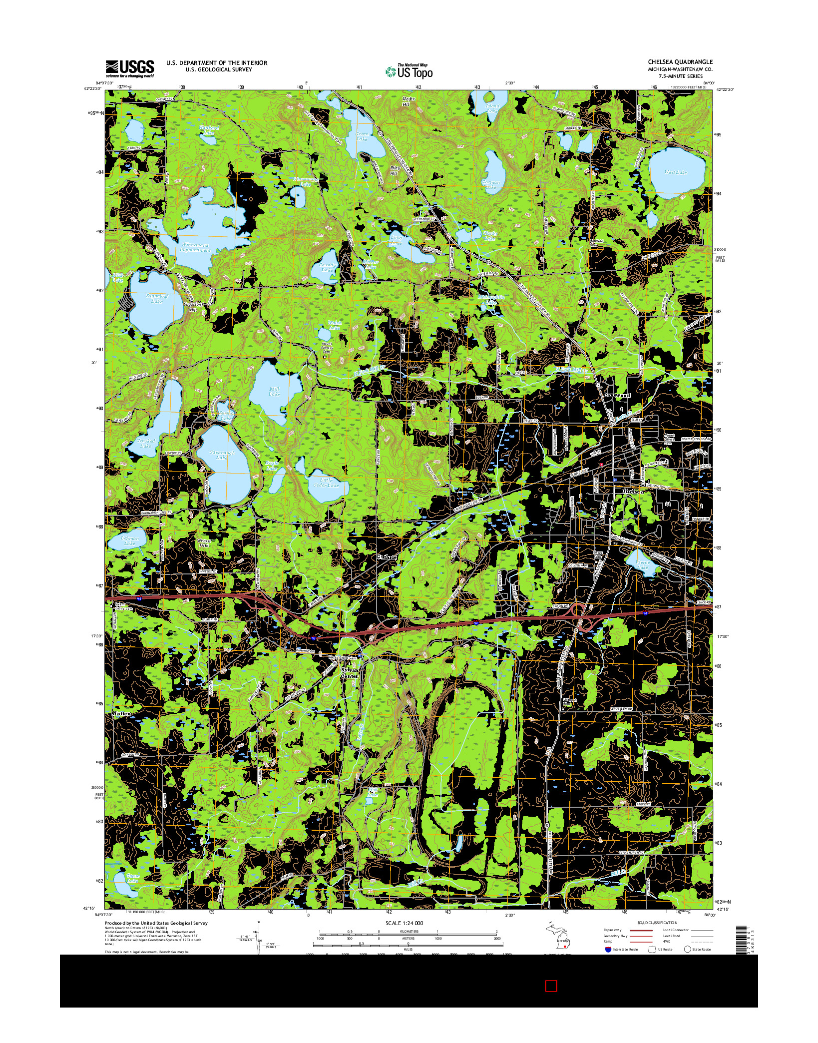 USGS US TOPO 7.5-MINUTE MAP FOR CHELSEA, MI 2017