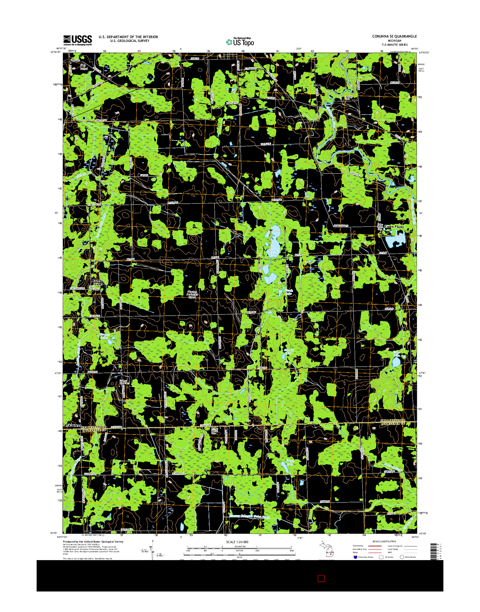 USGS US TOPO 7.5-MINUTE MAP FOR CORUNNA SE, MI 2017