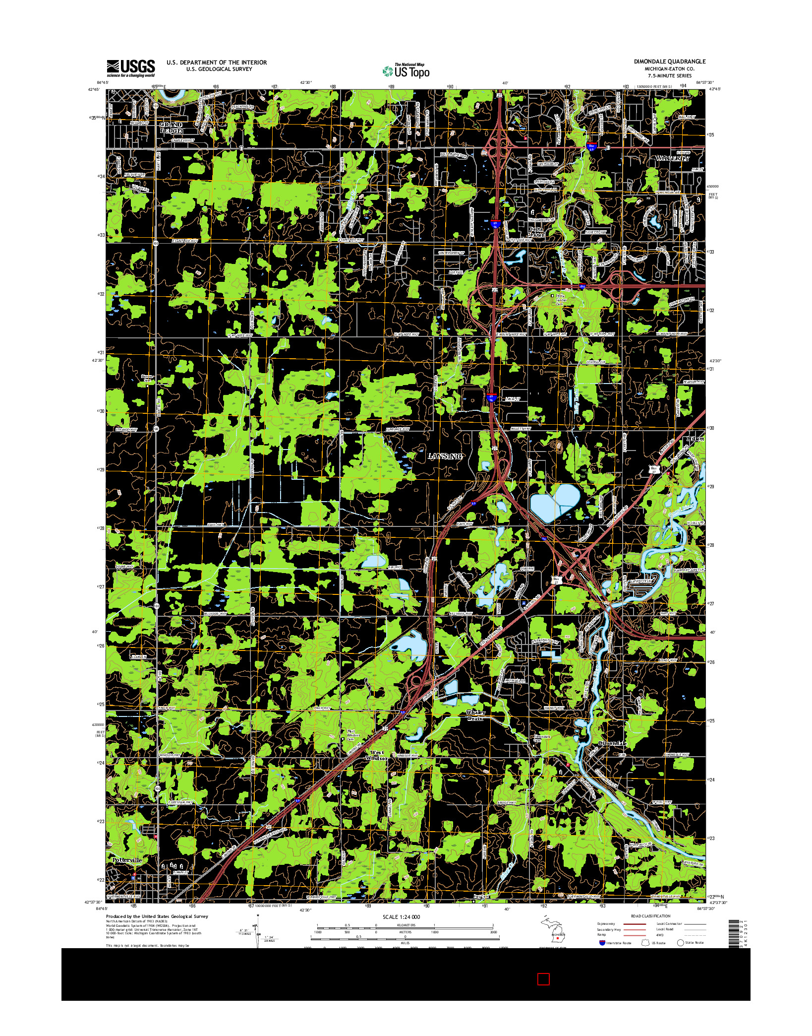 USGS US TOPO 7.5-MINUTE MAP FOR DIMONDALE, MI 2017