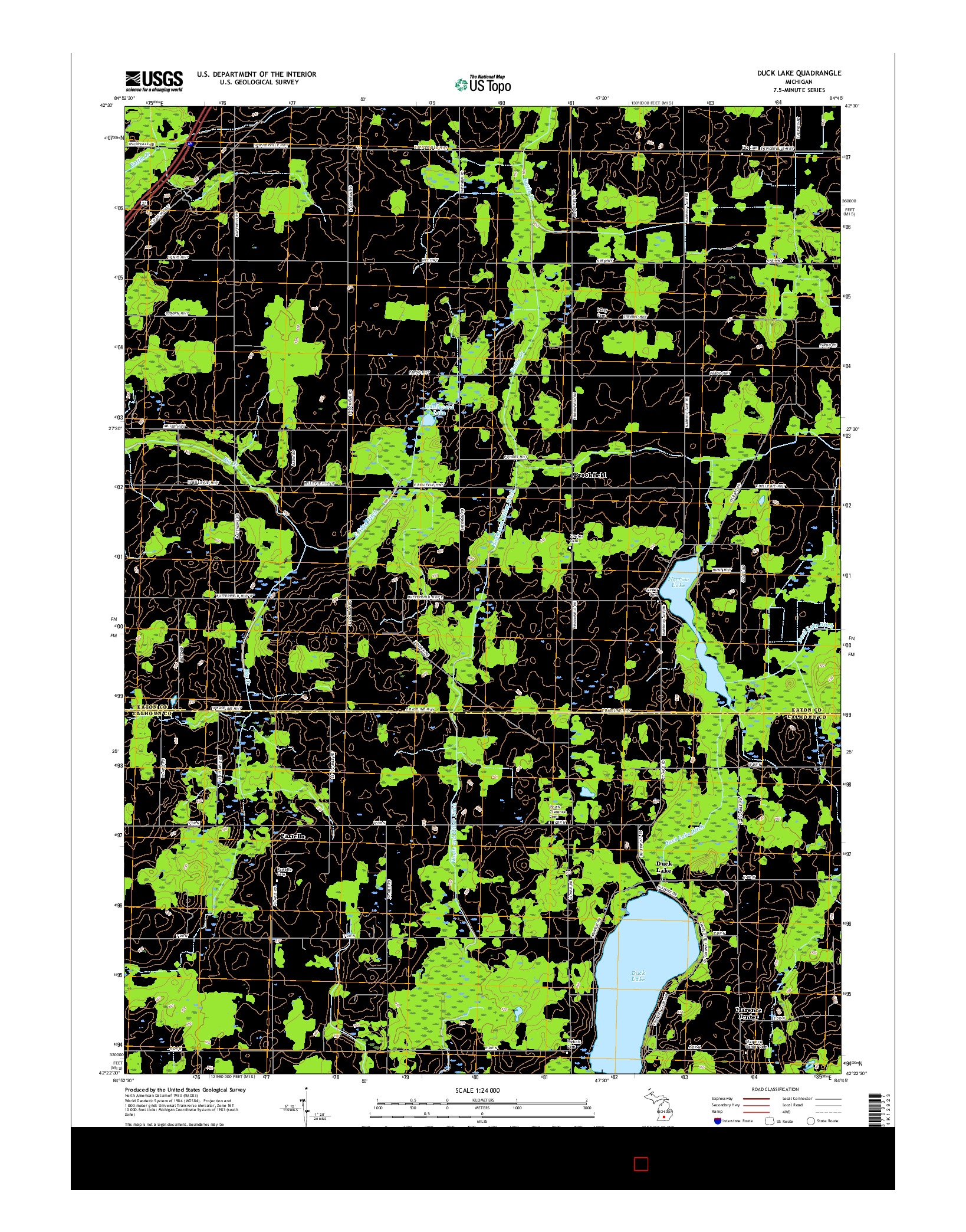 USGS US TOPO 7.5-MINUTE MAP FOR DUCK LAKE, MI 2017