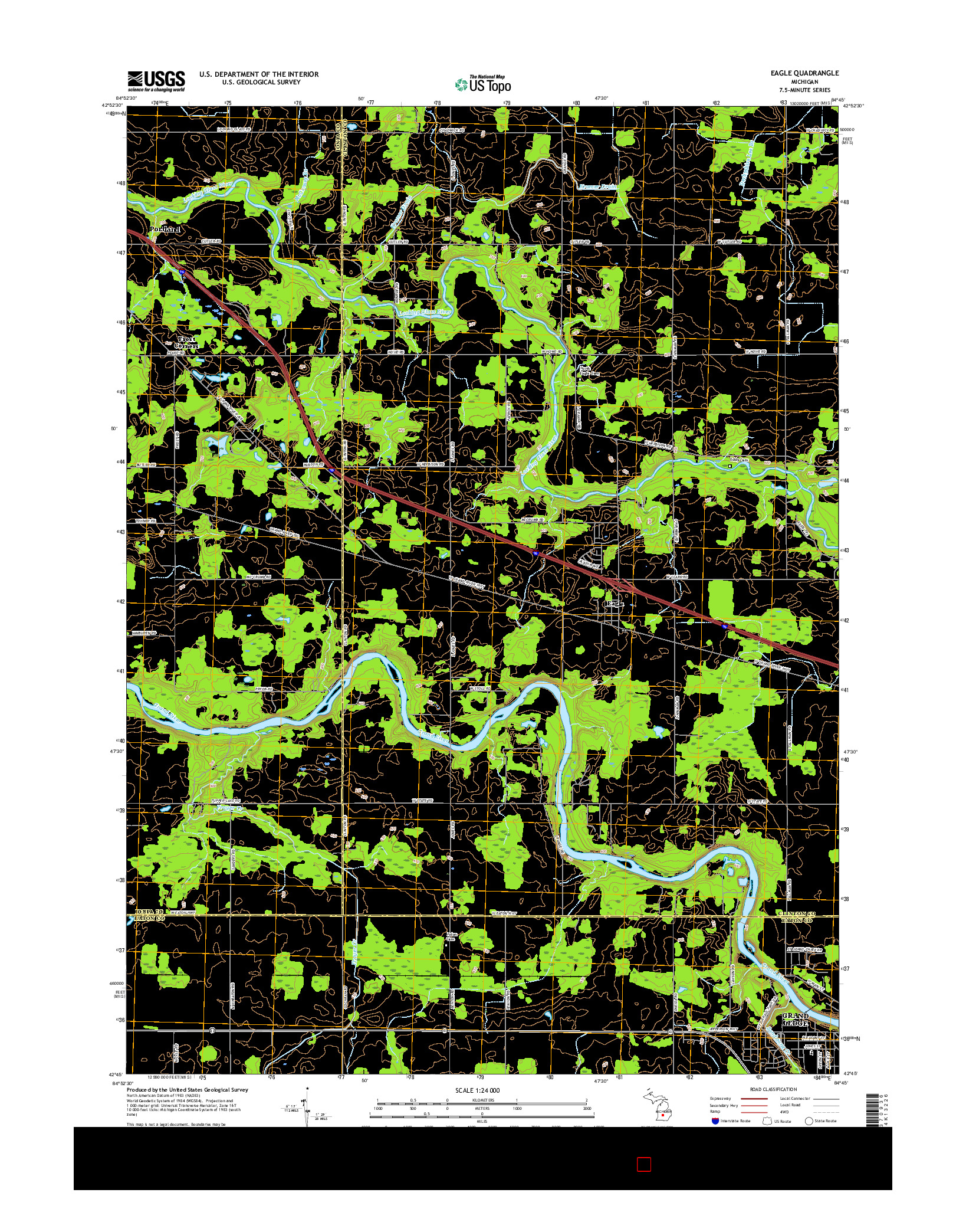 USGS US TOPO 7.5-MINUTE MAP FOR EAGLE, MI 2017