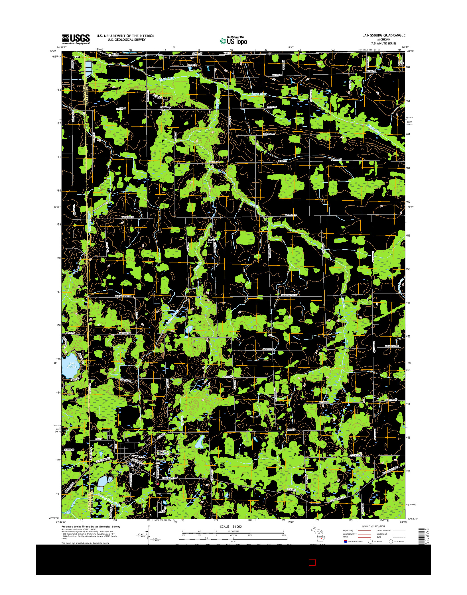 USGS US TOPO 7.5-MINUTE MAP FOR LAINGSBURG, MI 2017