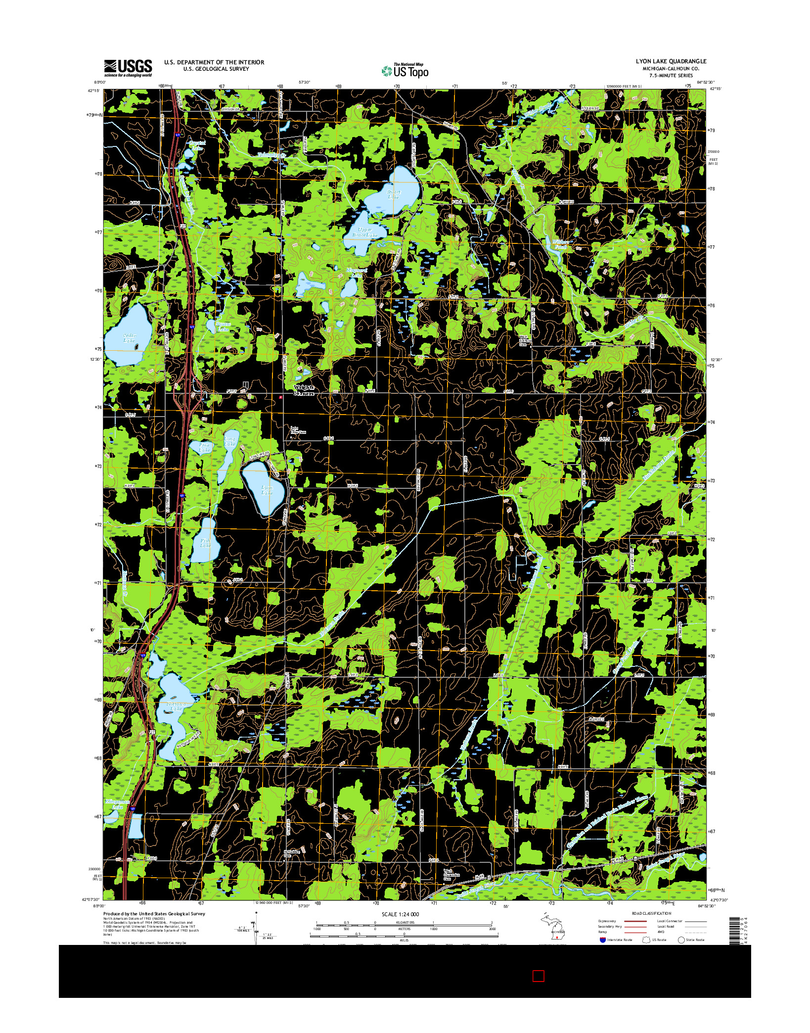 USGS US TOPO 7.5-MINUTE MAP FOR LYON LAKE, MI 2017