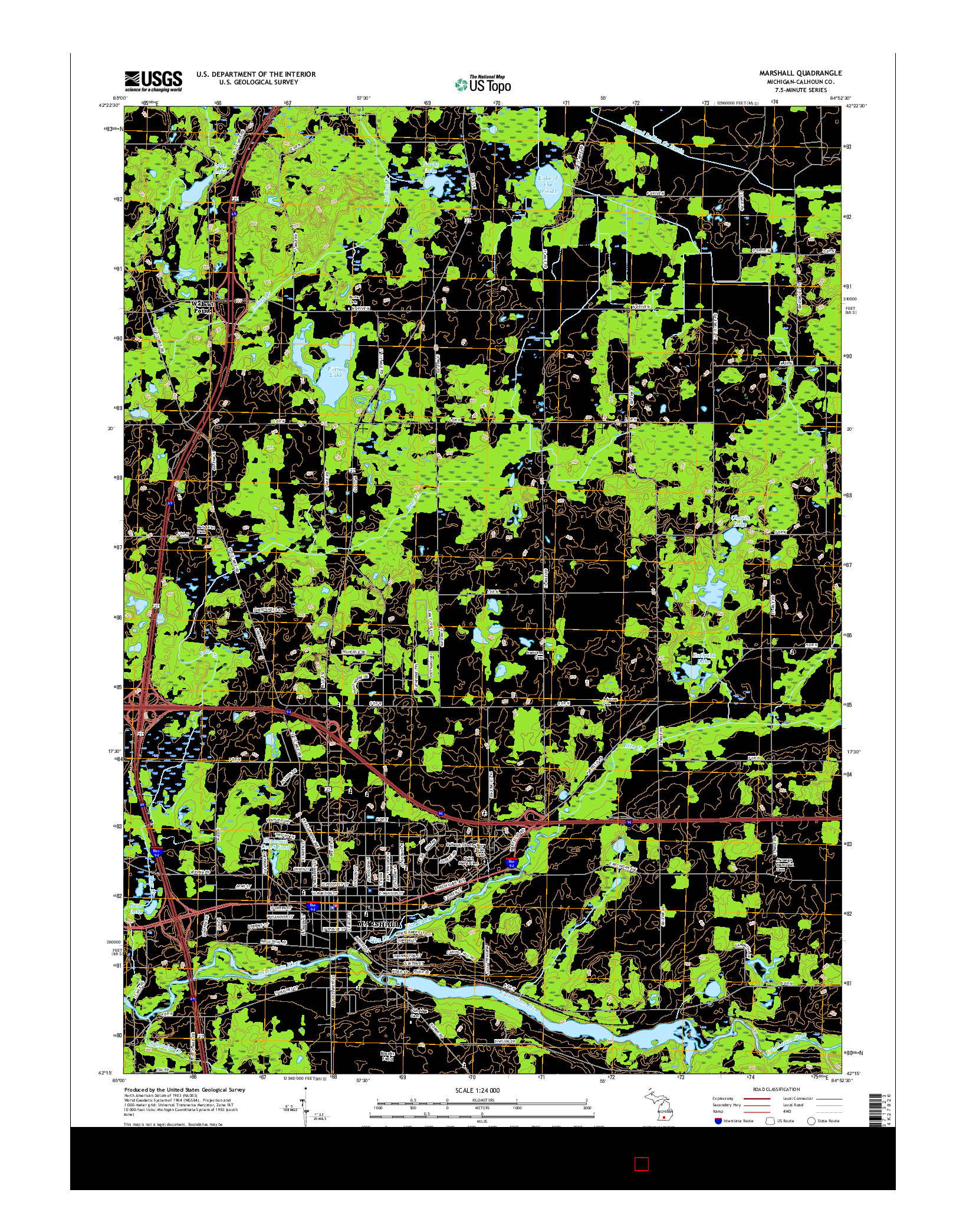 USGS US TOPO 7.5-MINUTE MAP FOR MARSHALL, MI 2017