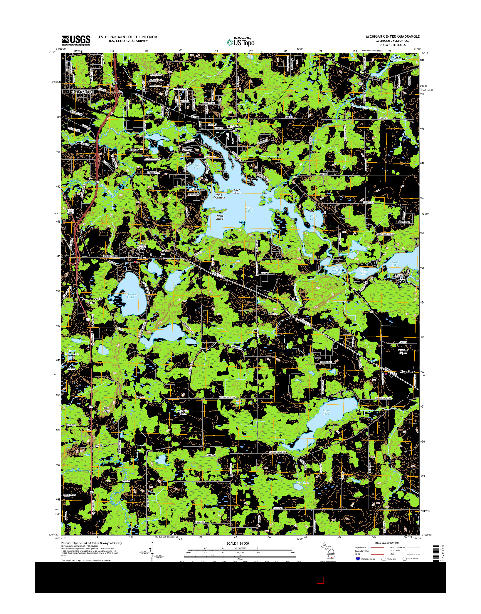 USGS US TOPO 7.5-MINUTE MAP FOR MICHIGAN CENTER, MI 2017