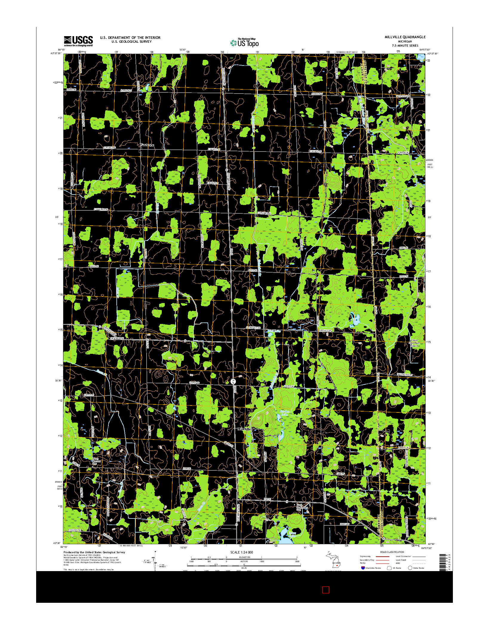 USGS US TOPO 7.5-MINUTE MAP FOR MILLVILLE, MI 2017