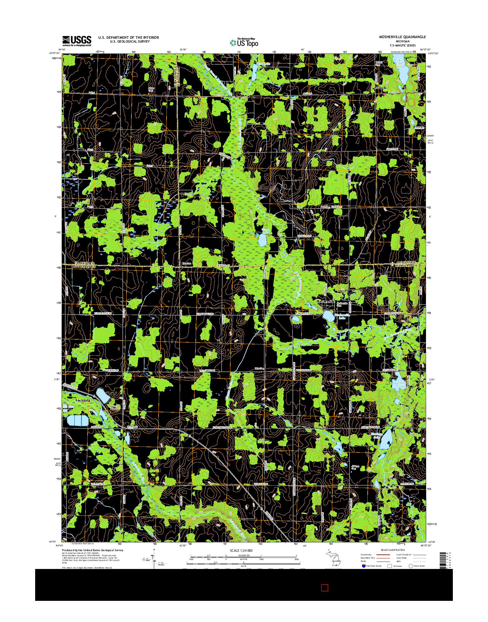 USGS US TOPO 7.5-MINUTE MAP FOR MOSHERVILLE, MI 2017