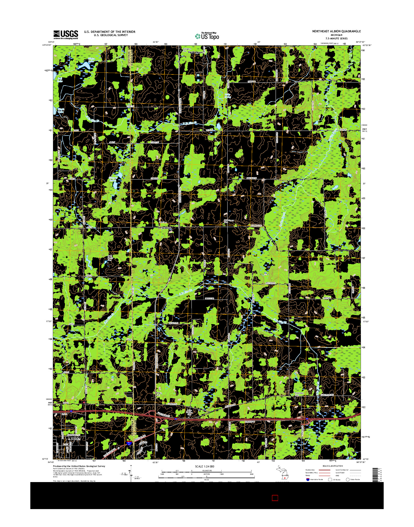 USGS US TOPO 7.5-MINUTE MAP FOR NORTHEAST ALBION, MI 2017